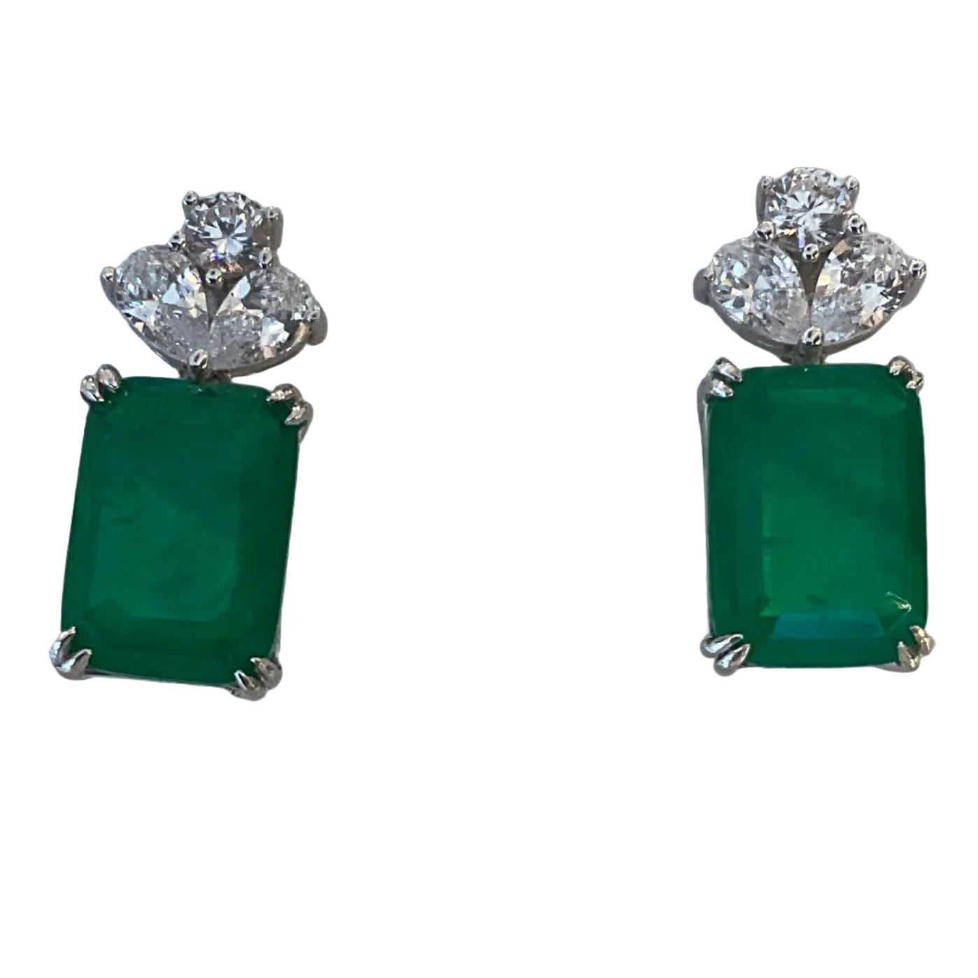 ARETE VERDE P925 CON 3 PIEDRAS