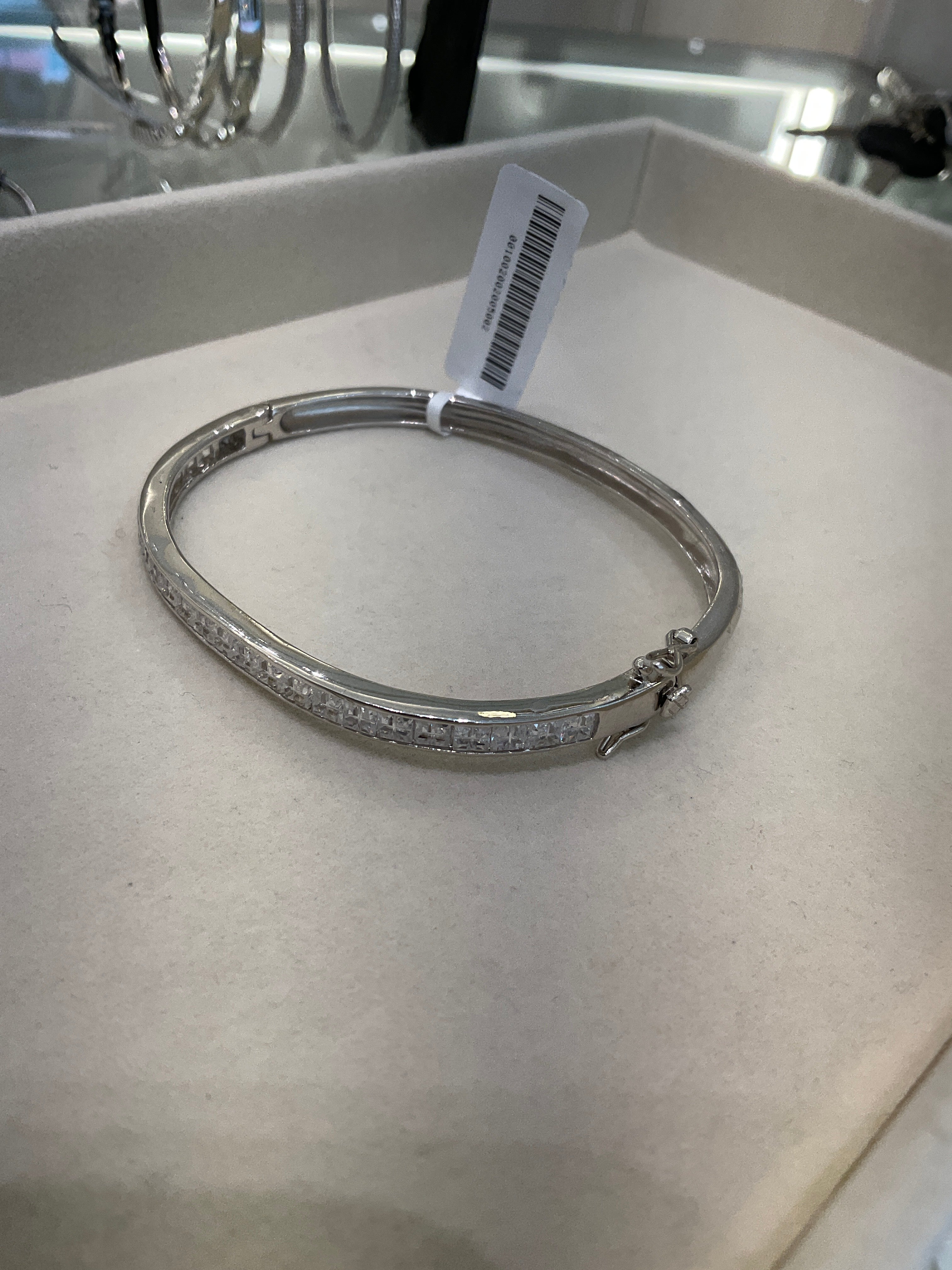 Bangle Plata Plateada Cristalino