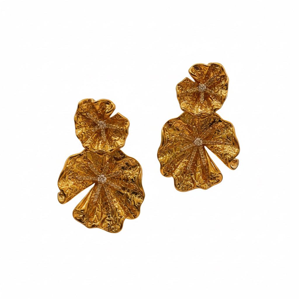 Aretes Chapa Oro Zirconia Cristalino