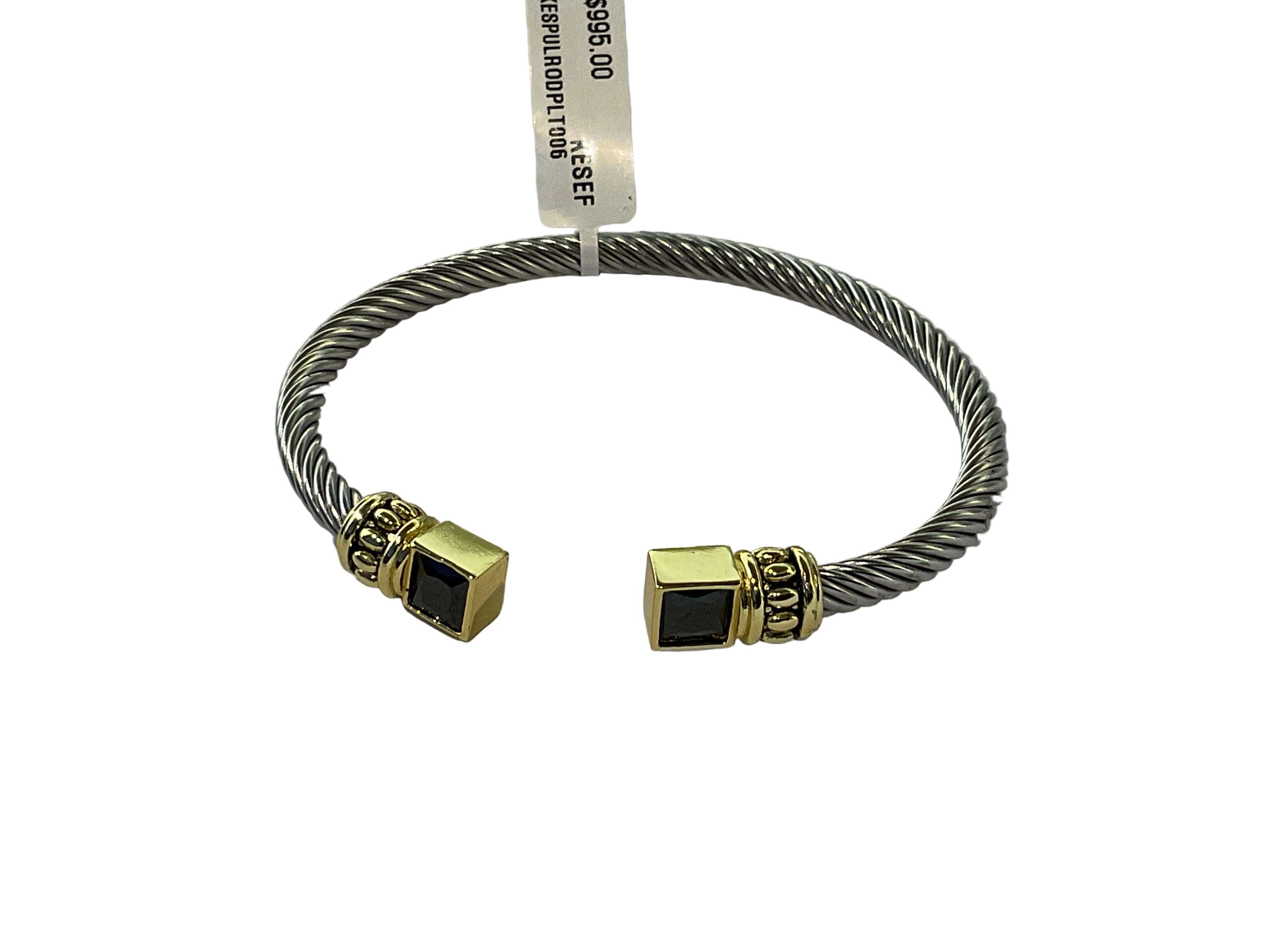 Pulsera Rodio Firme Plateado con Terminación Dorado