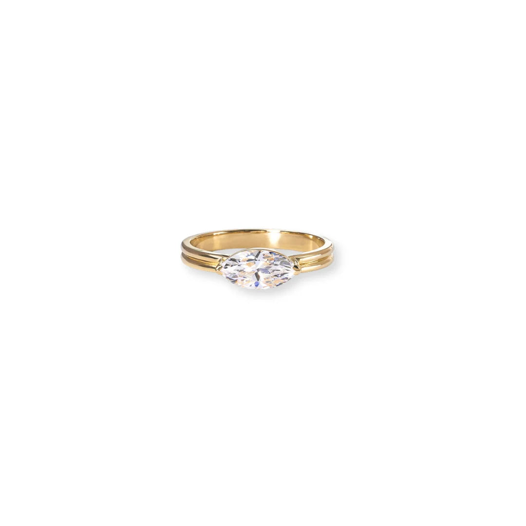 Anillo Solitario Doble Banda