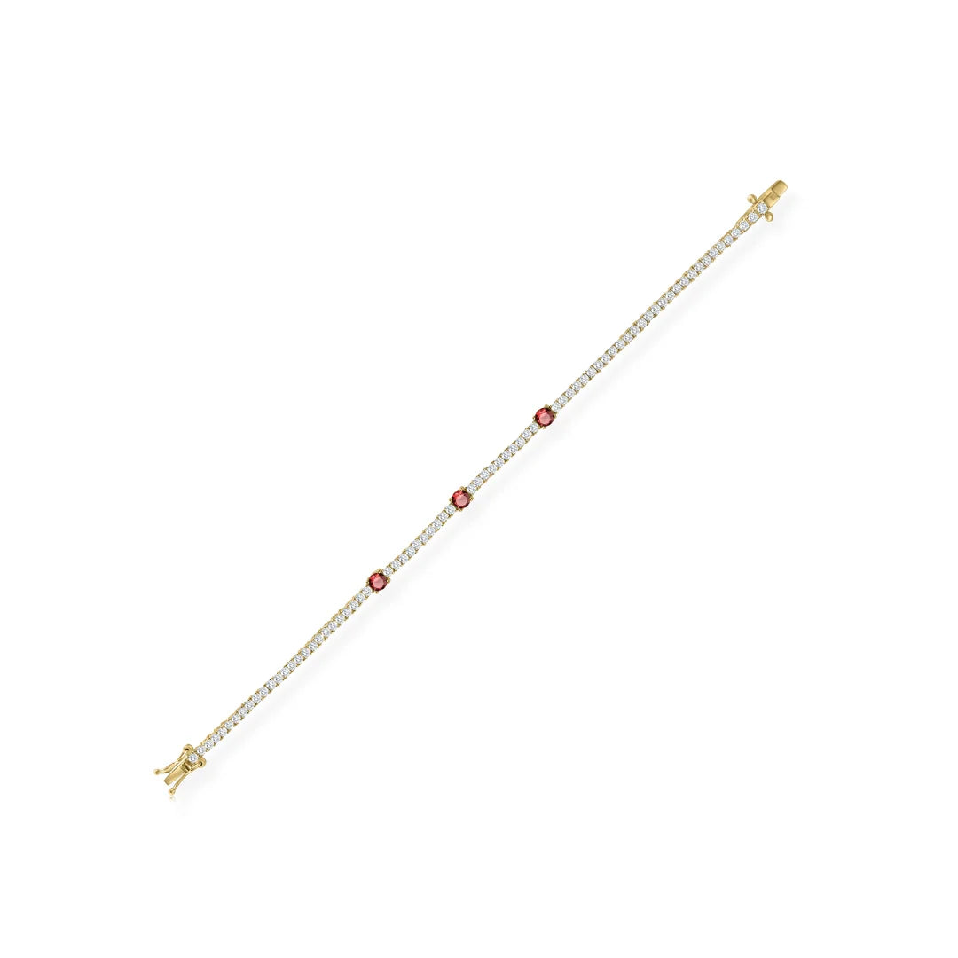 Pulsera Tennis con Cristales Rojos