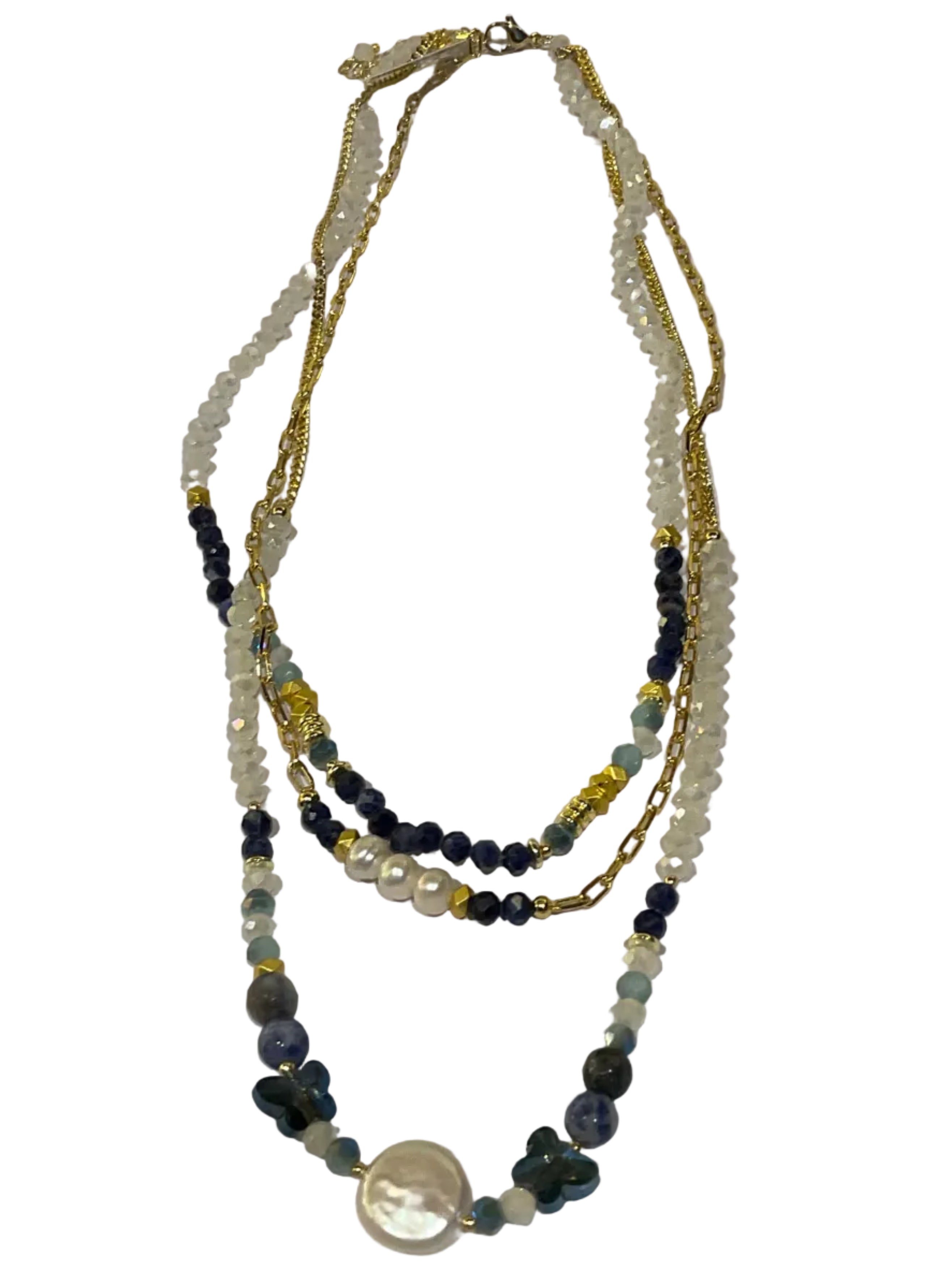 Collar Multicolor con Cristales y Perlas