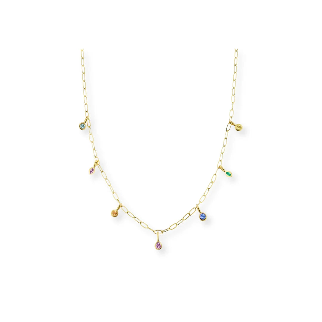 Collar Dangly con Cristales de Colores