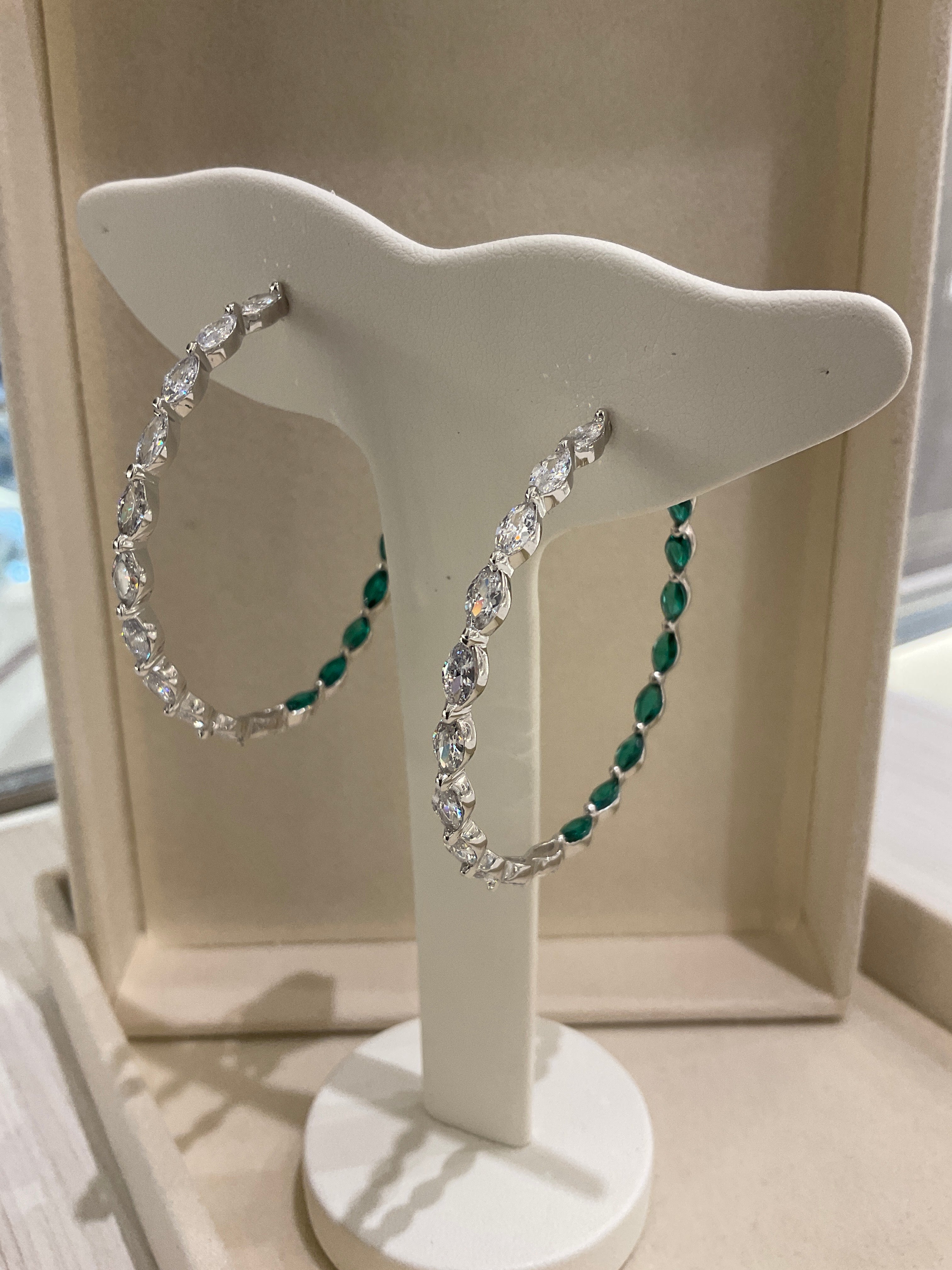 ARETE VERDE Y PLATA 925