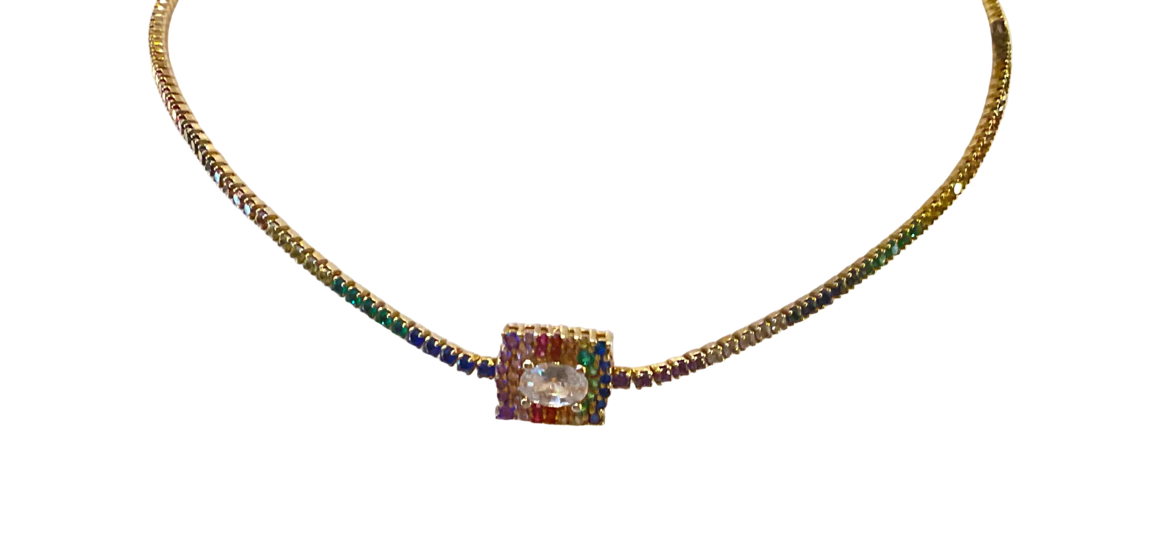 Collar Plata Dorada Multicolor