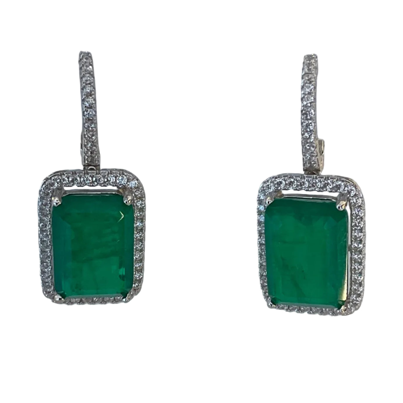 ARETE CUADRO VERDE/PLATA P925