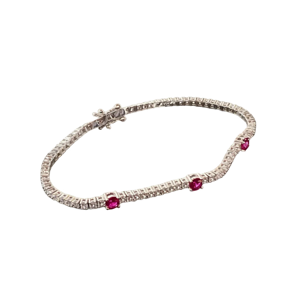 Pulsera Tennis con Cristales Rojos