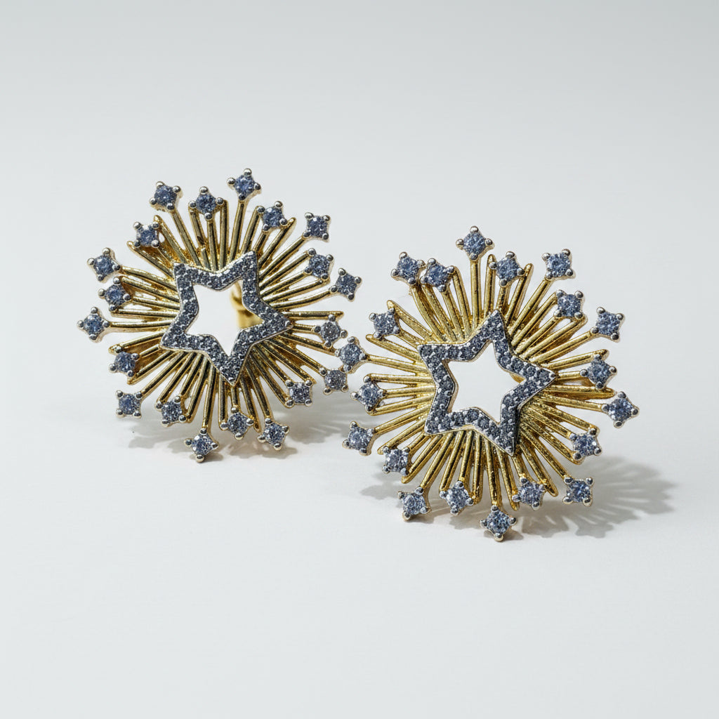 Arete con Estrellas Chapa de Oro