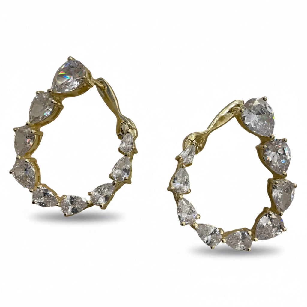 ARETE LÁGRIMAS CRISTAL P925 CON DORADO