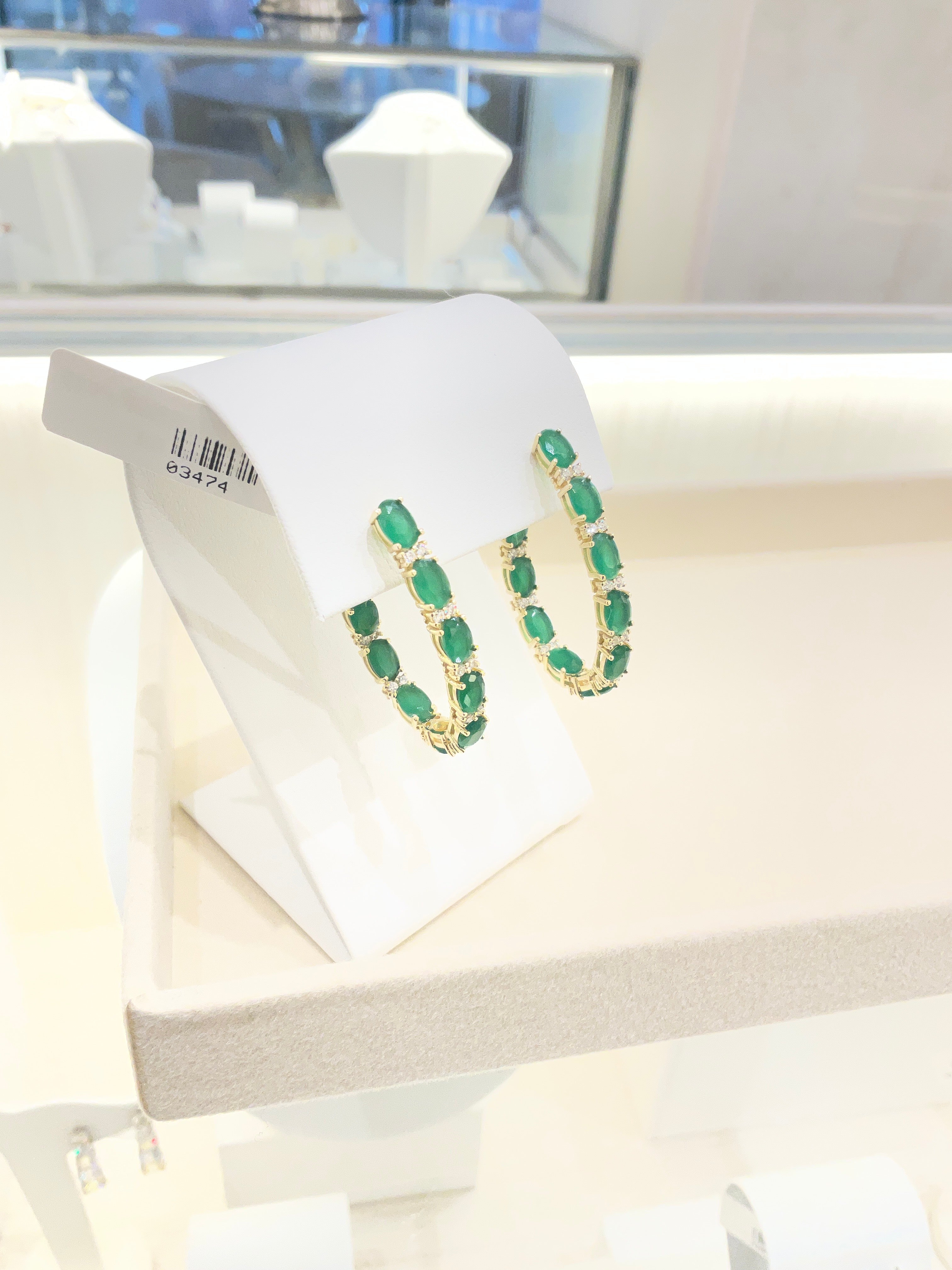 ARETE VERDE P925 ARRACADA OVAL DORADA