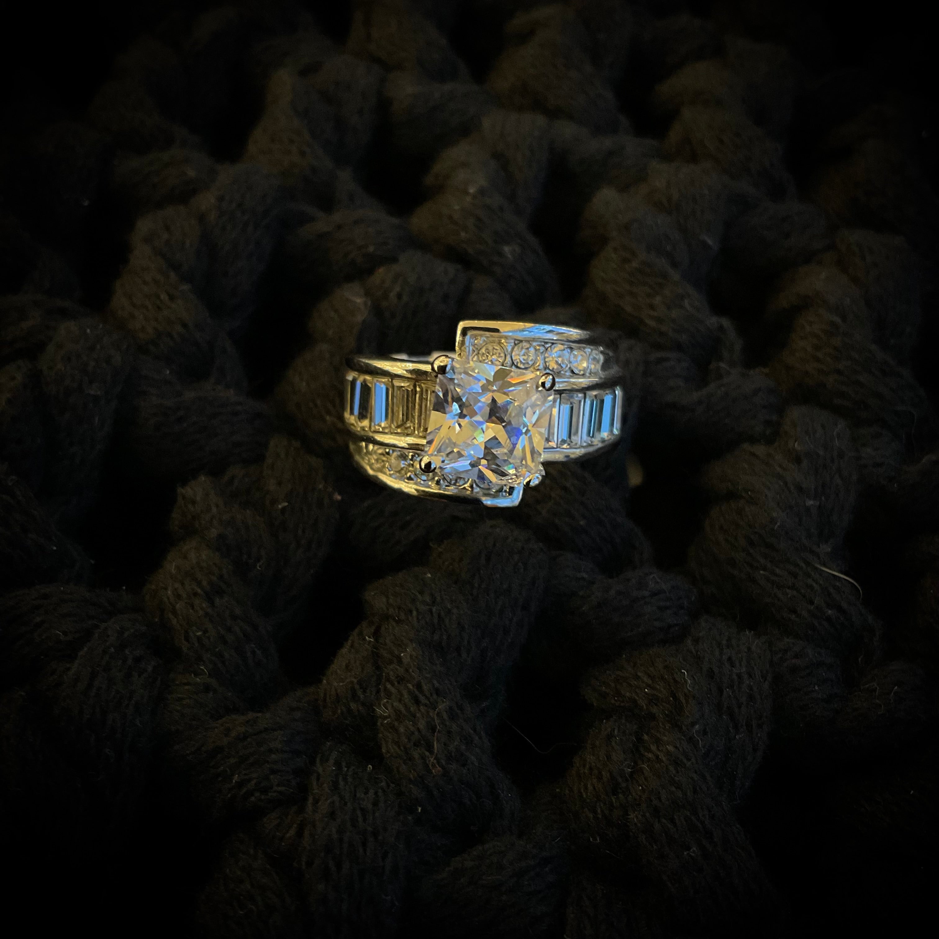 Anillo Plata Plateada Cristalino 4