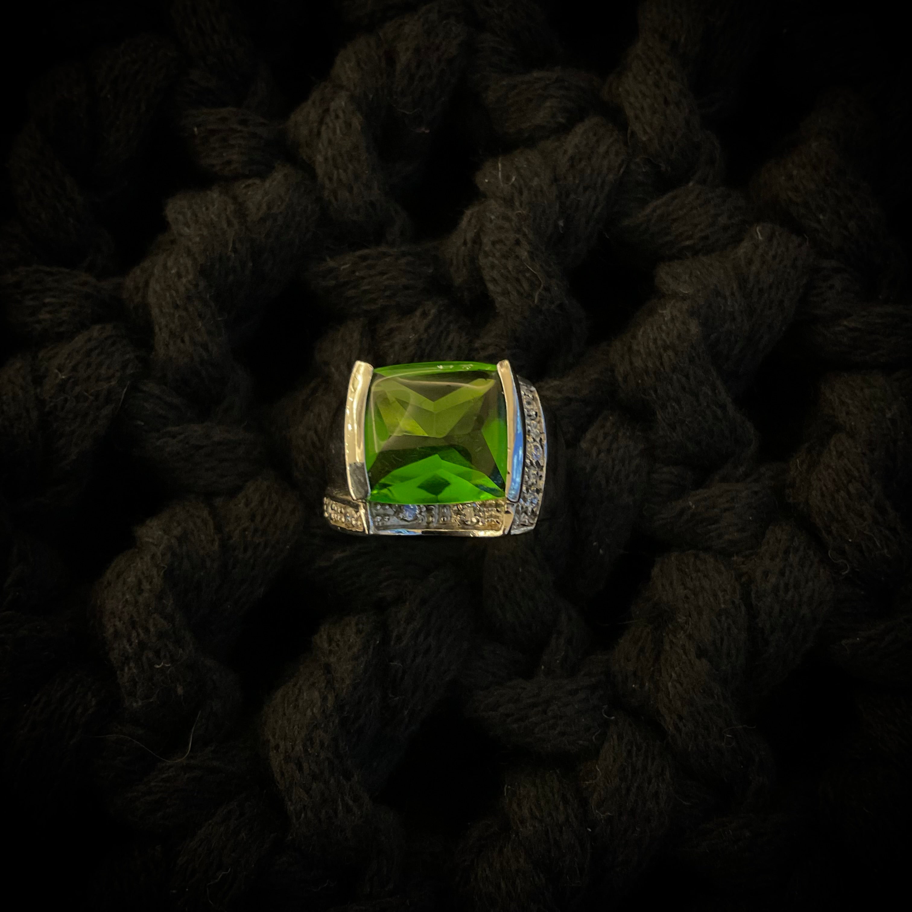 Anillo Plata Plateada Verde