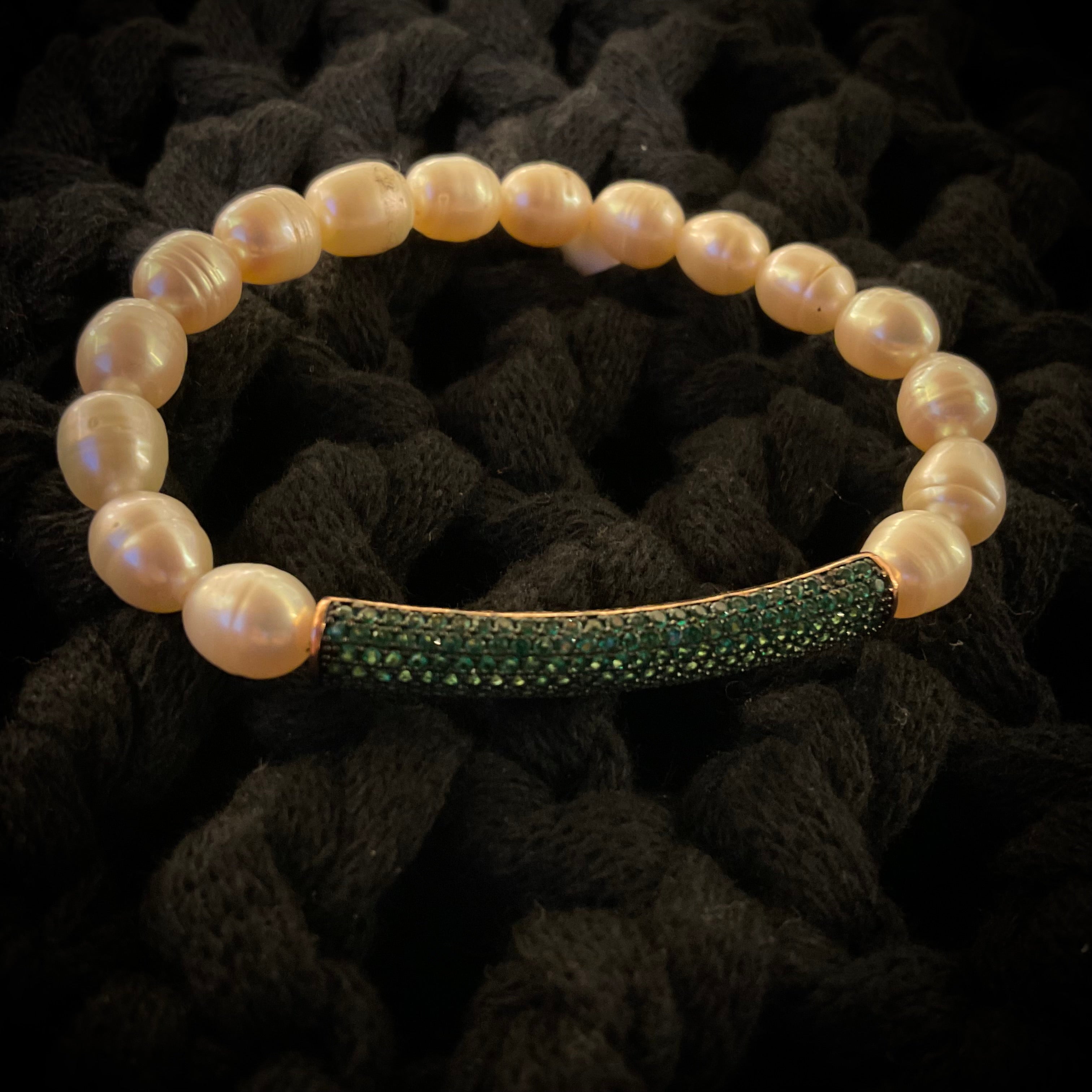 Pulsera Perla con Barra Zirconias