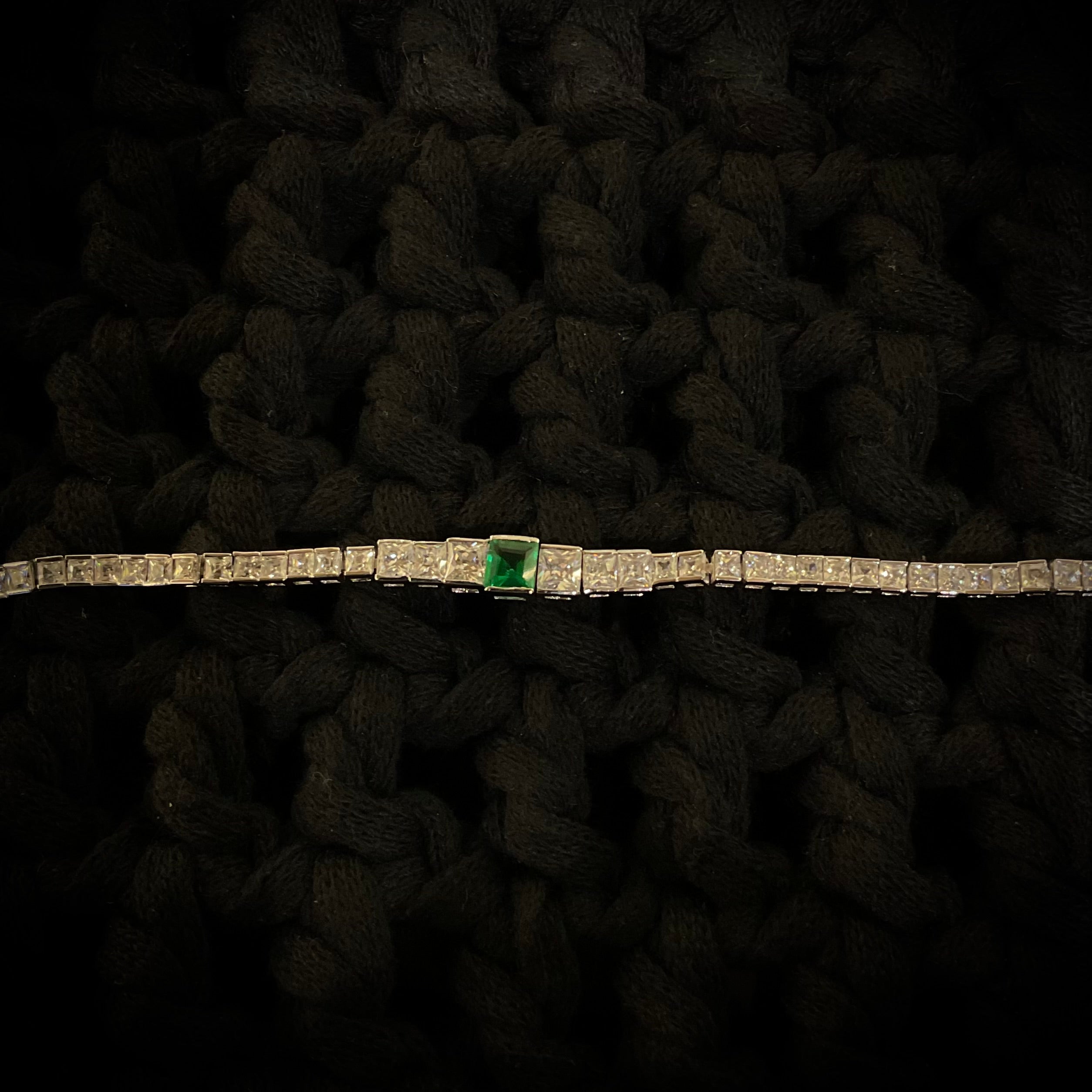 Pulsera Plata Plateada Verde
