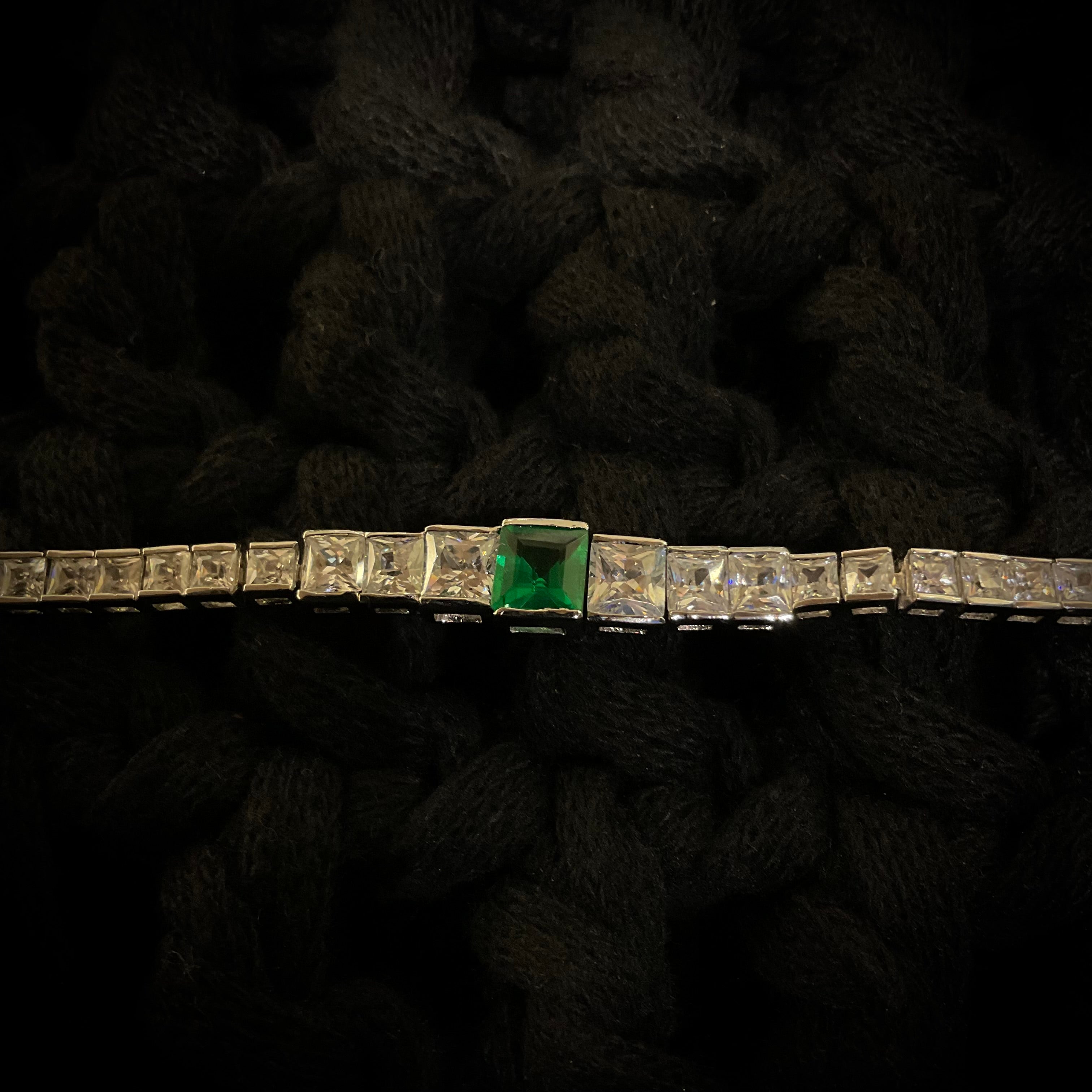 Pulsera Plata Plateada Verde