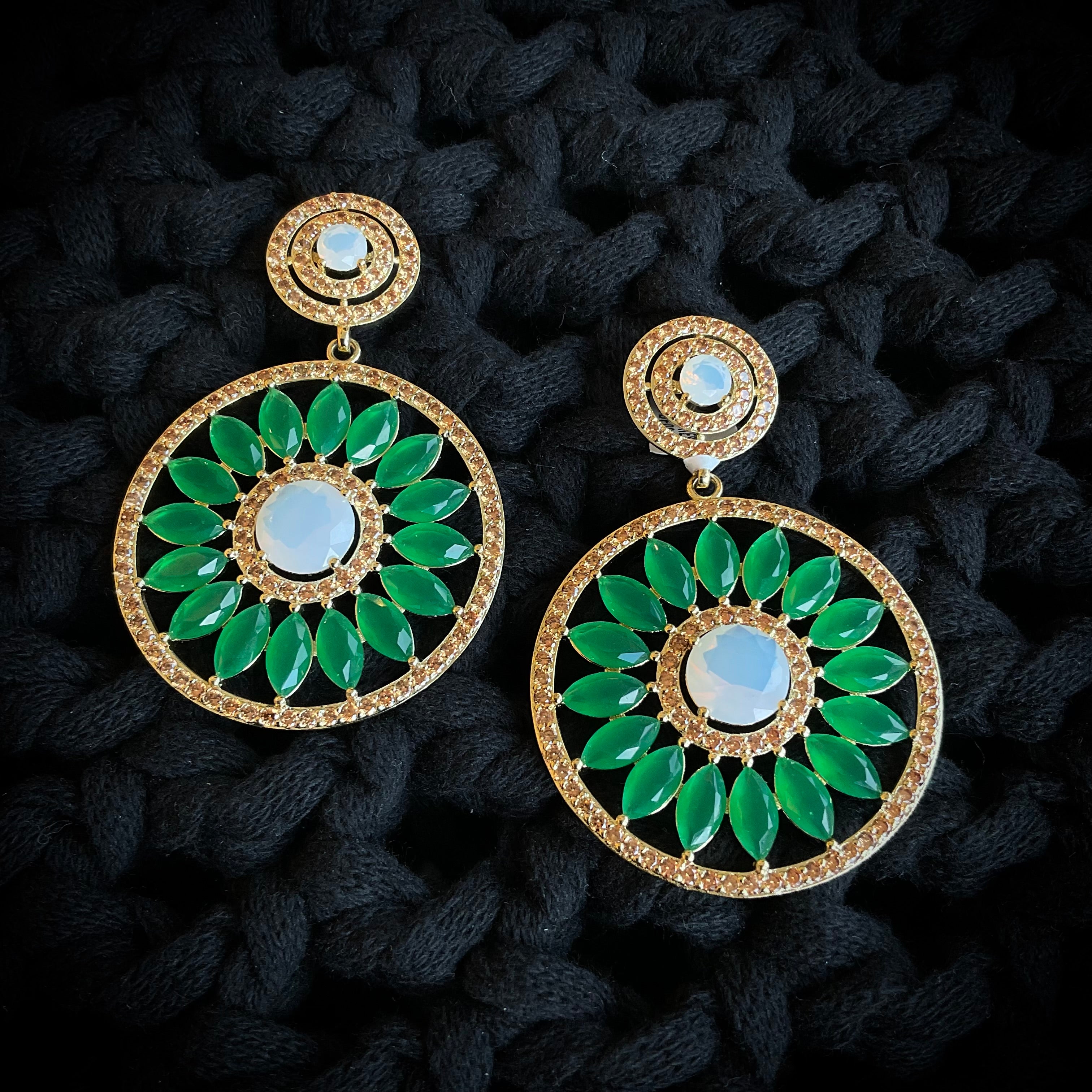 Aretes Chapa Oro Verde 1