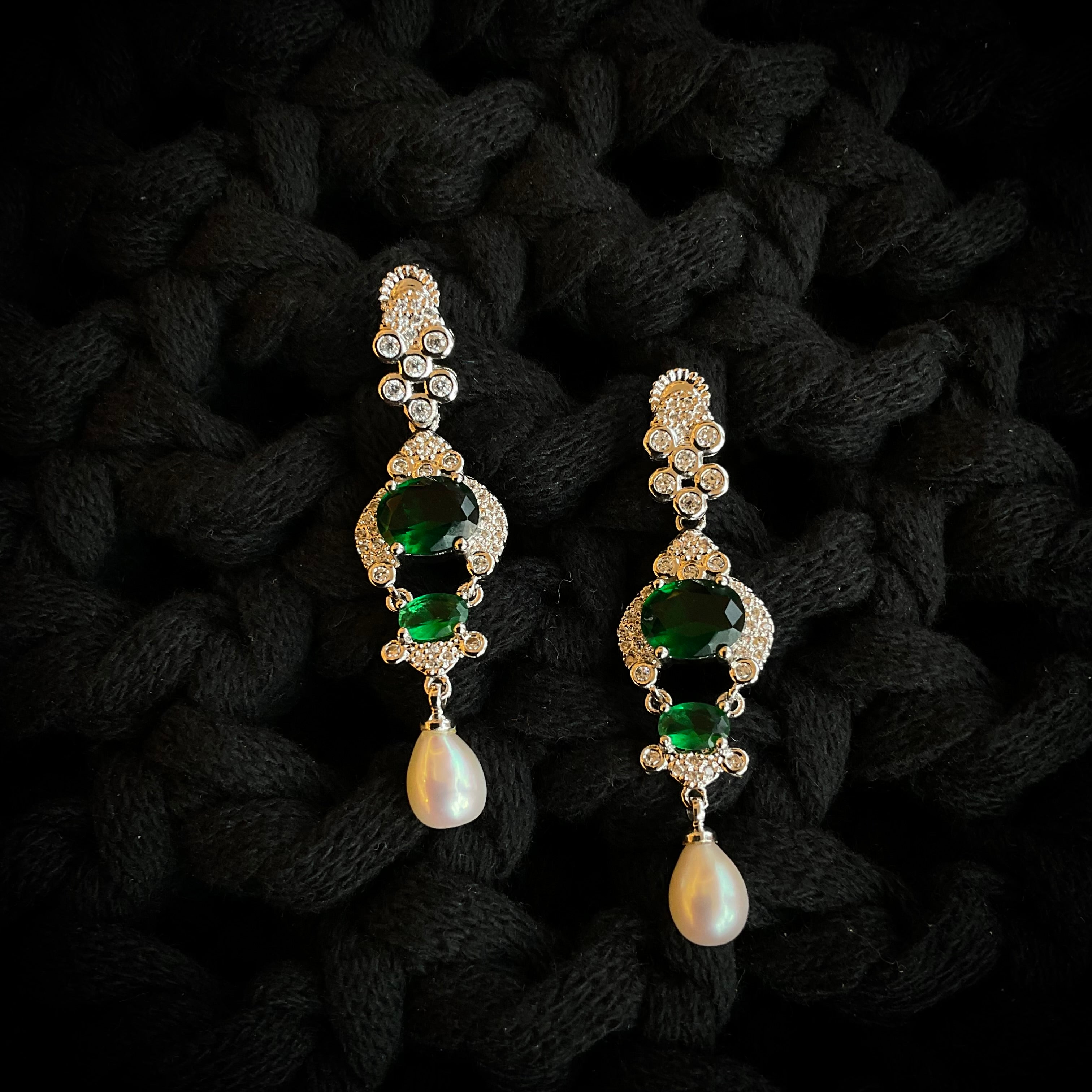 Aretes Rodio Esmeralda 12