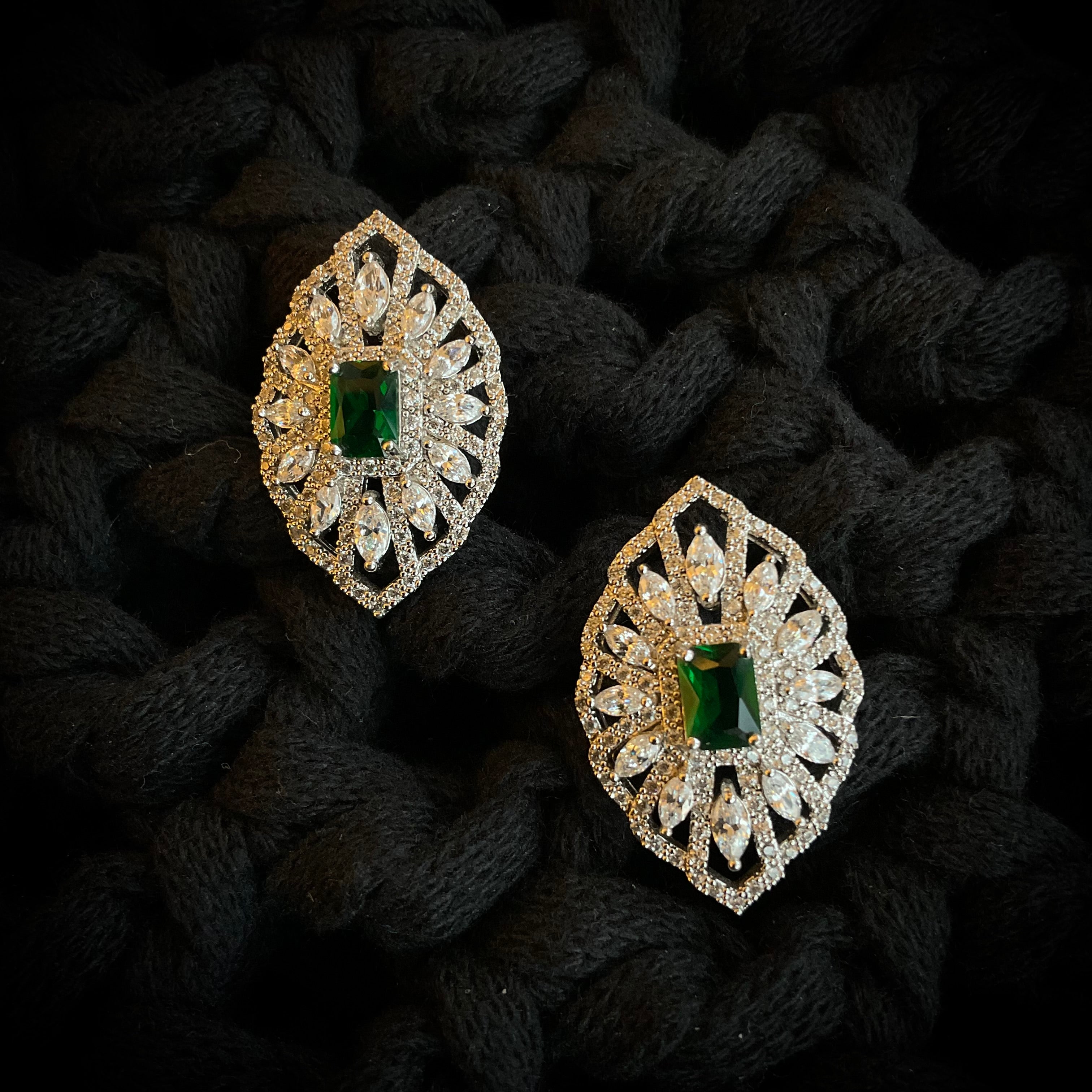 Aretes Rodio Esmeralda 6