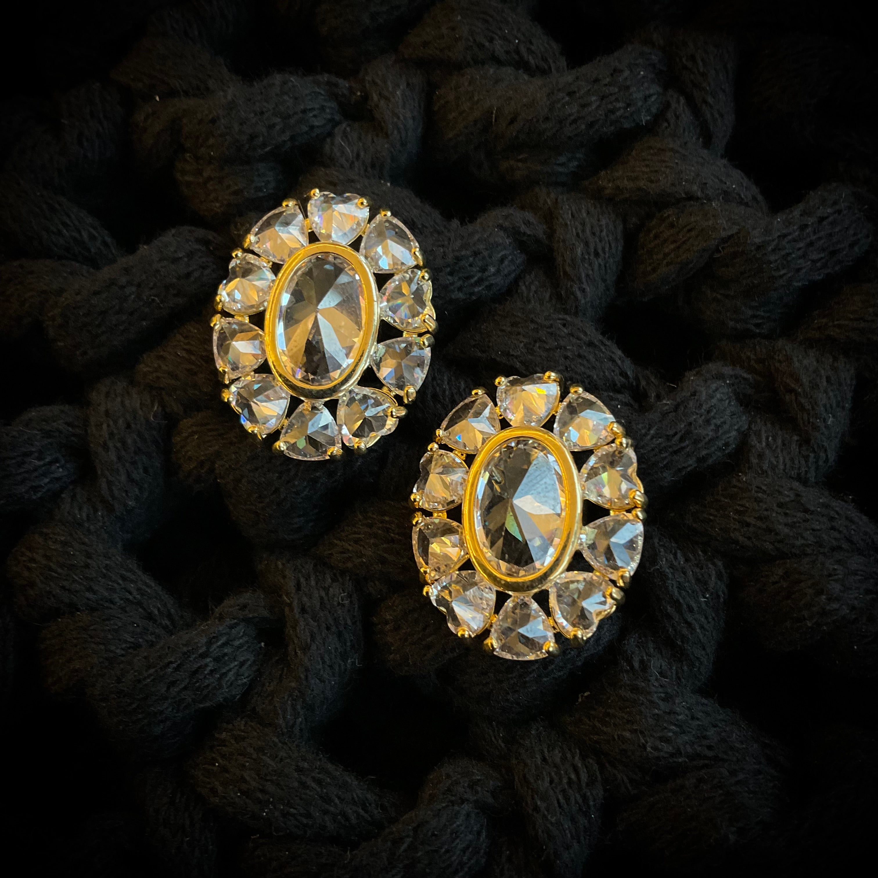 Aretes Chapa Oro Cristalino 3