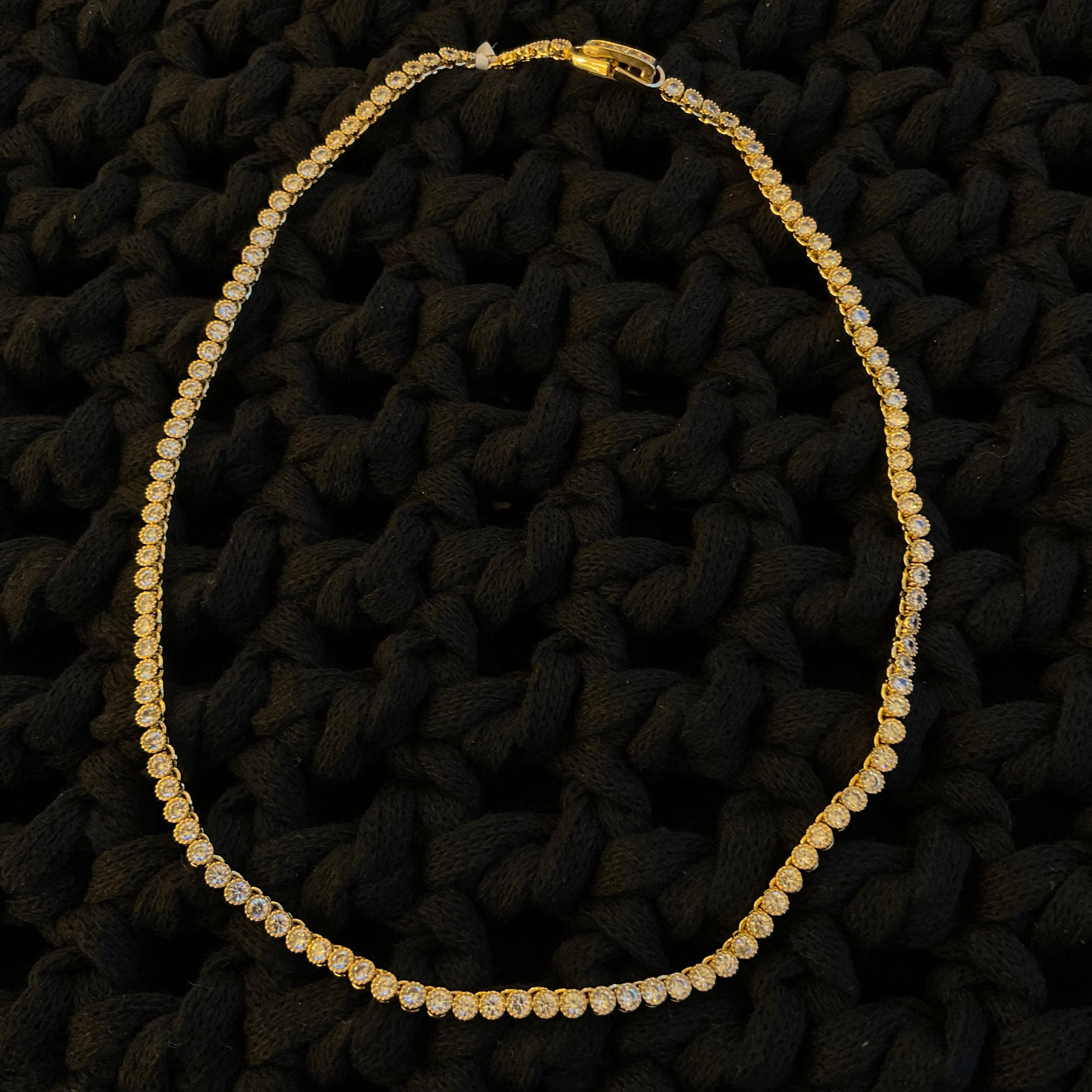 Collar Plata Dorada Cristalino 1