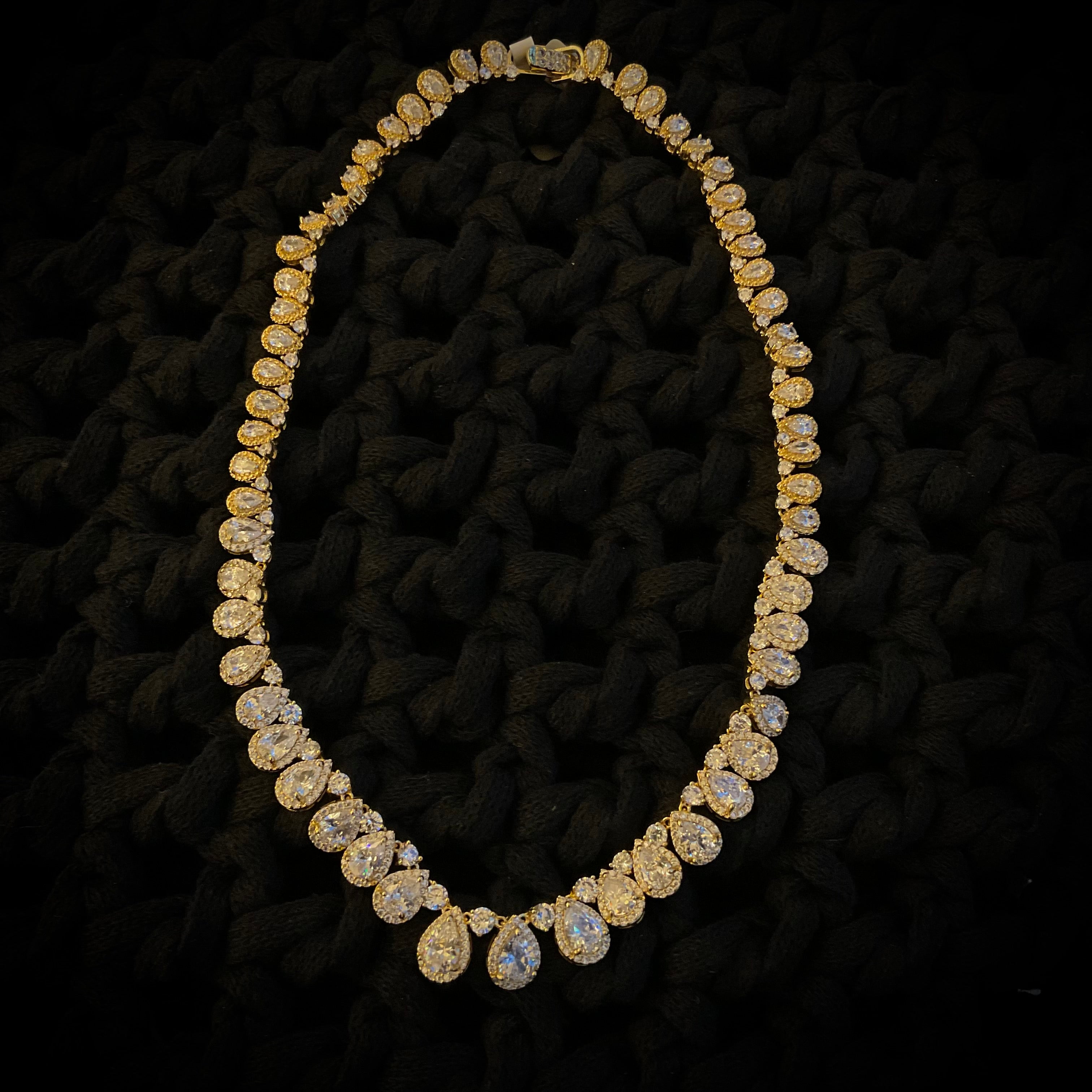 Collar Plata Dorada Cristalino 2