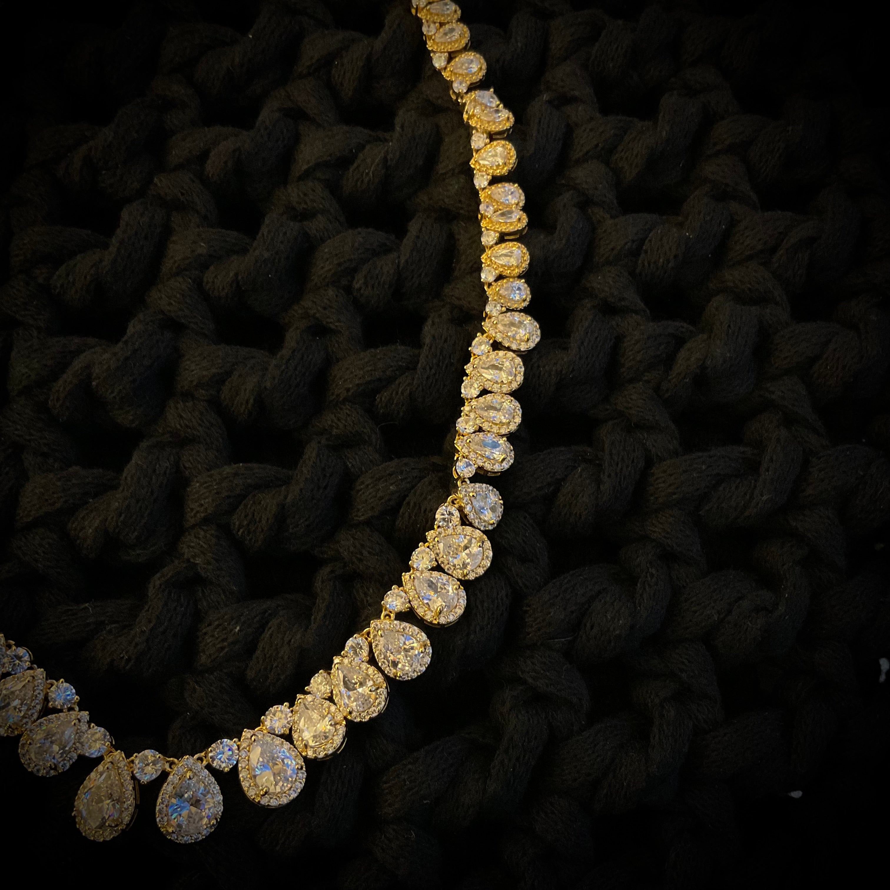 Collar Plata Dorada Cristalino 2