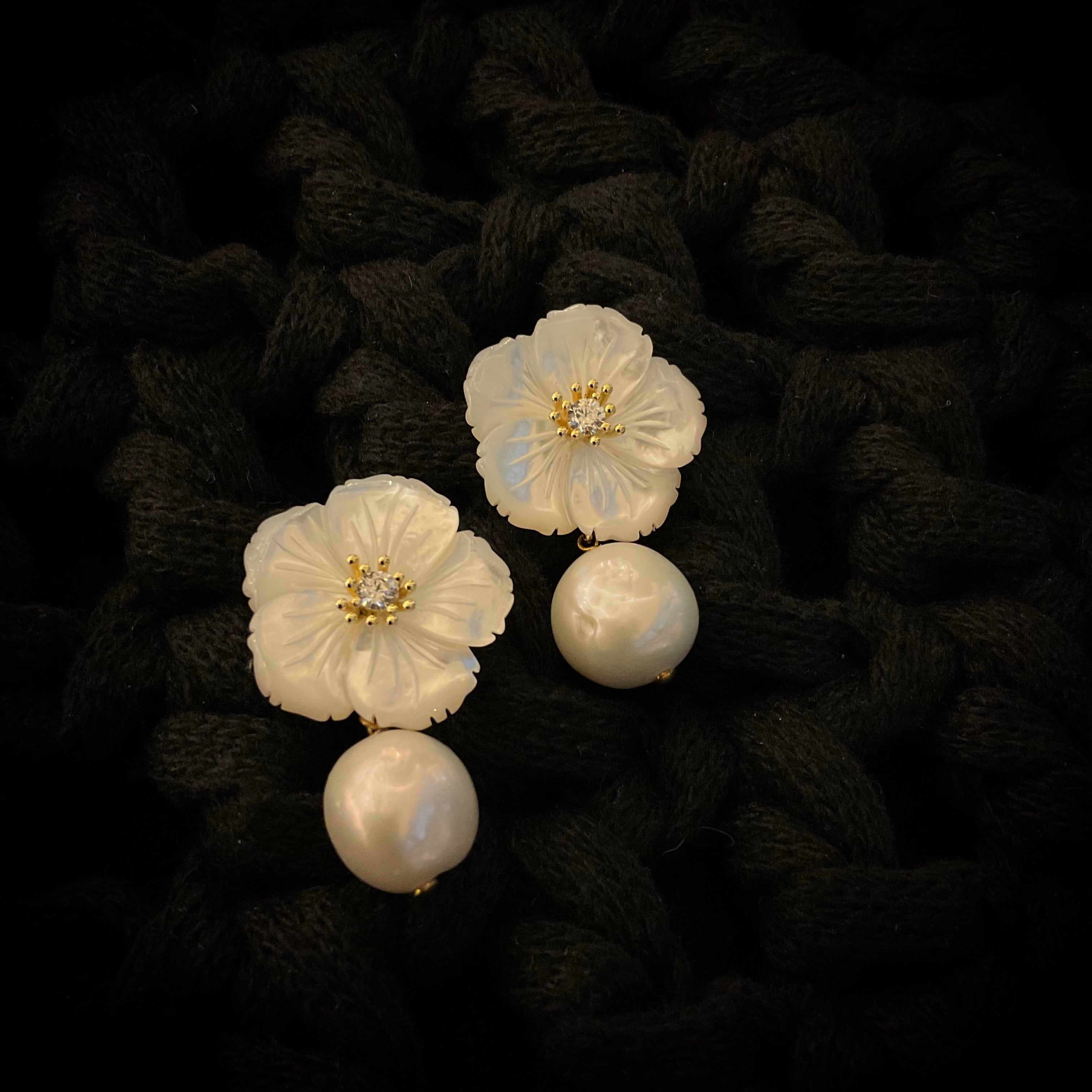 Aretes Plata Dorada Perla 2