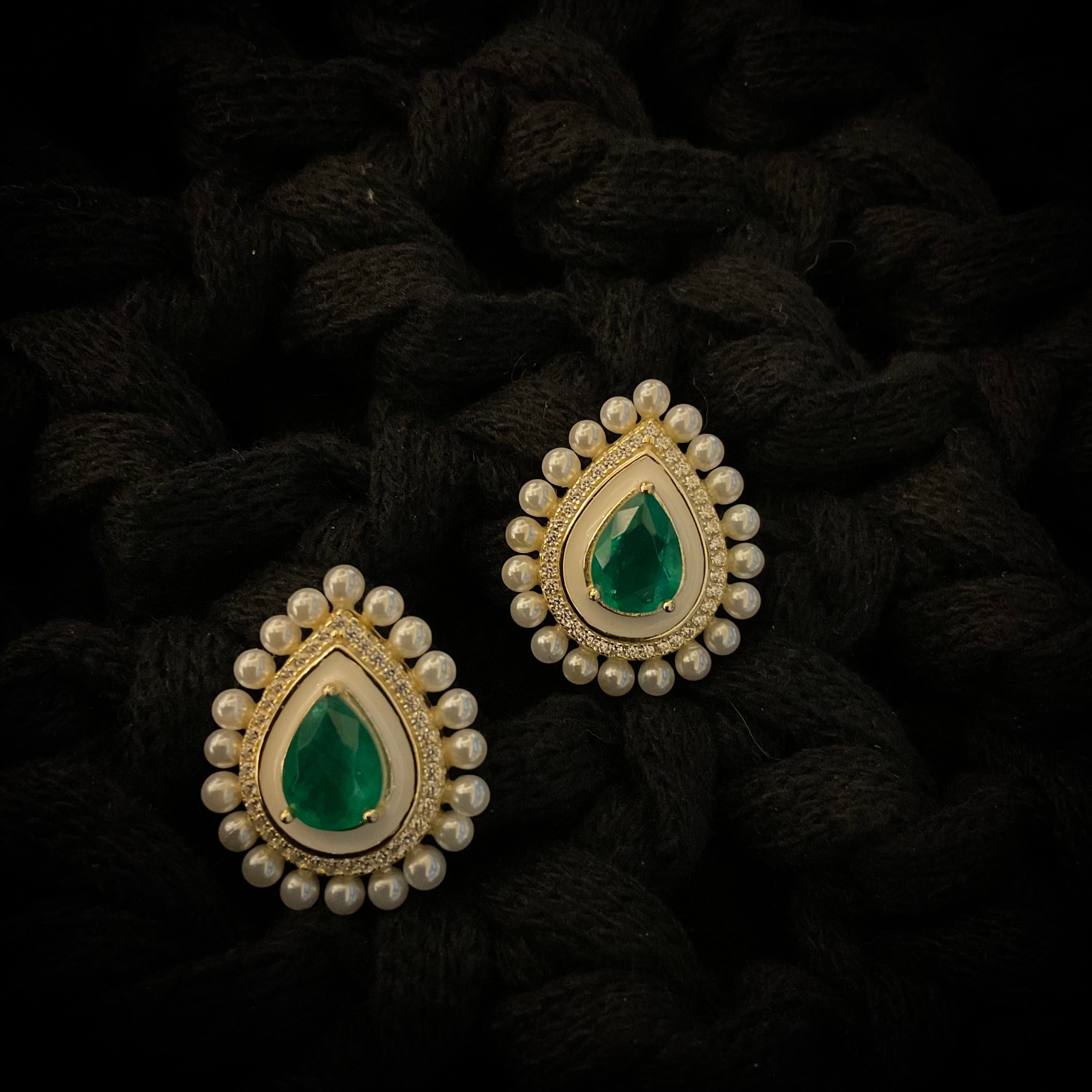 Aretes Plata Plateada Verde