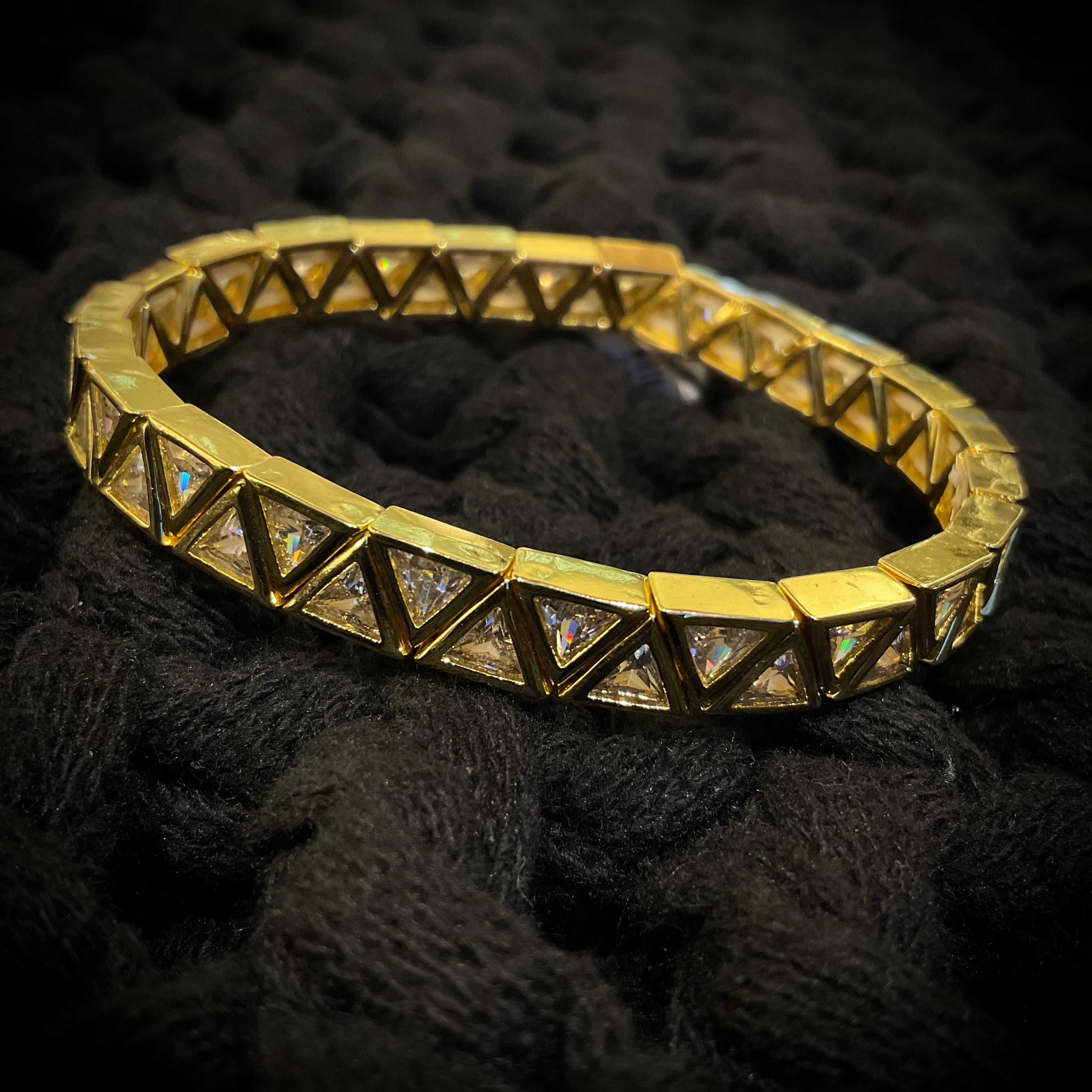 Pulsera Chapa de Oro Cristalino 9