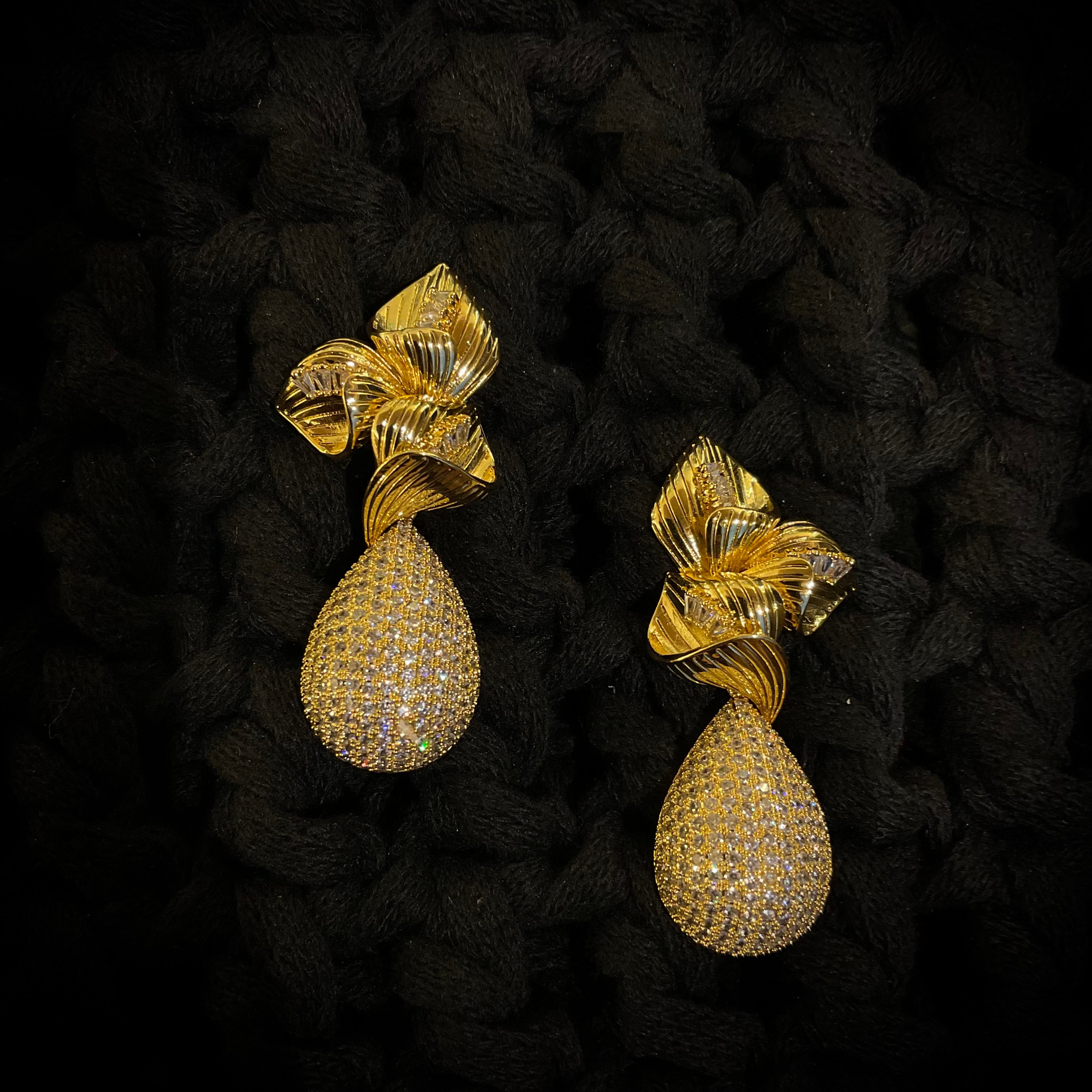 Aretes Chapa Oro Cristalino 1