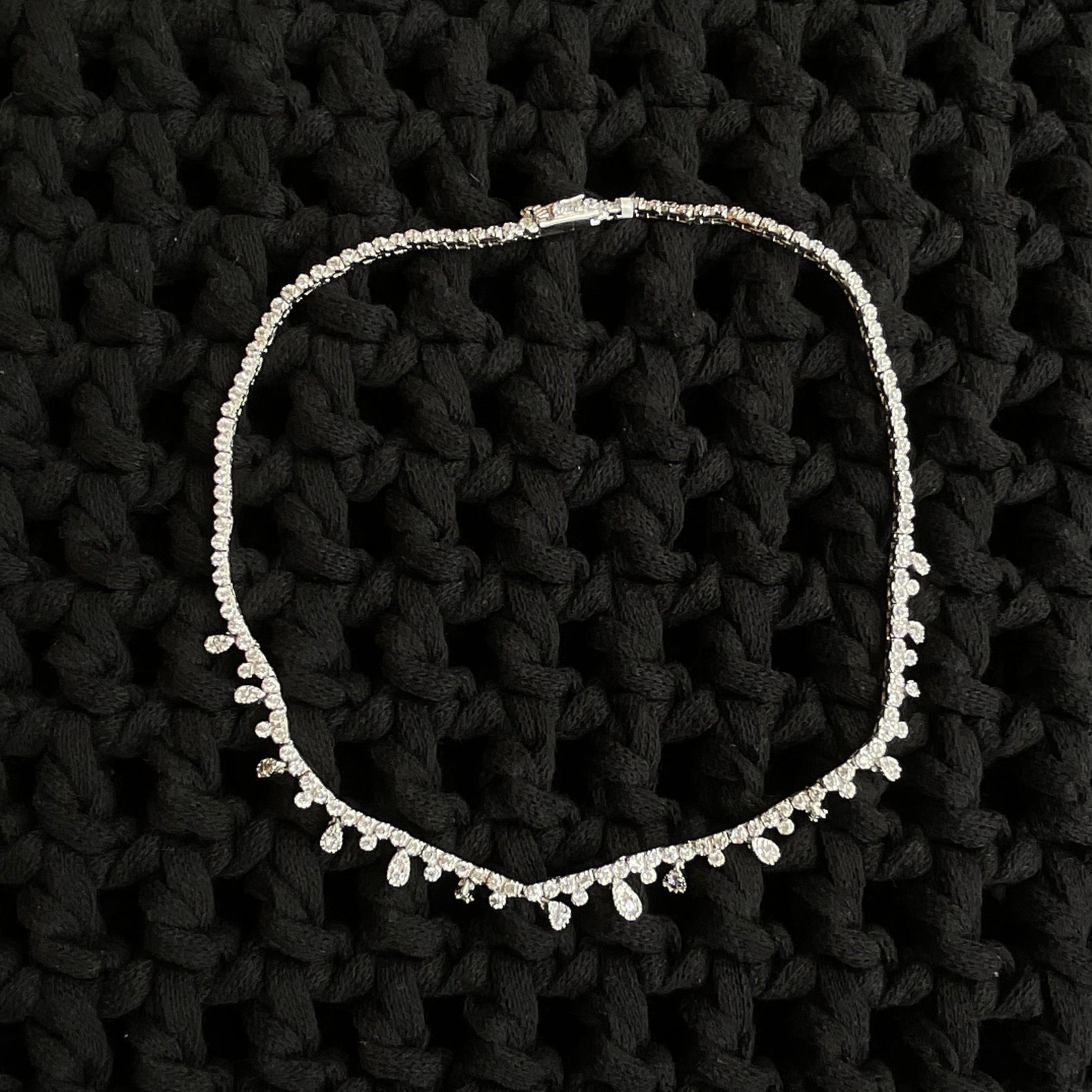 Collar Plata Plateada Cristalino 1
