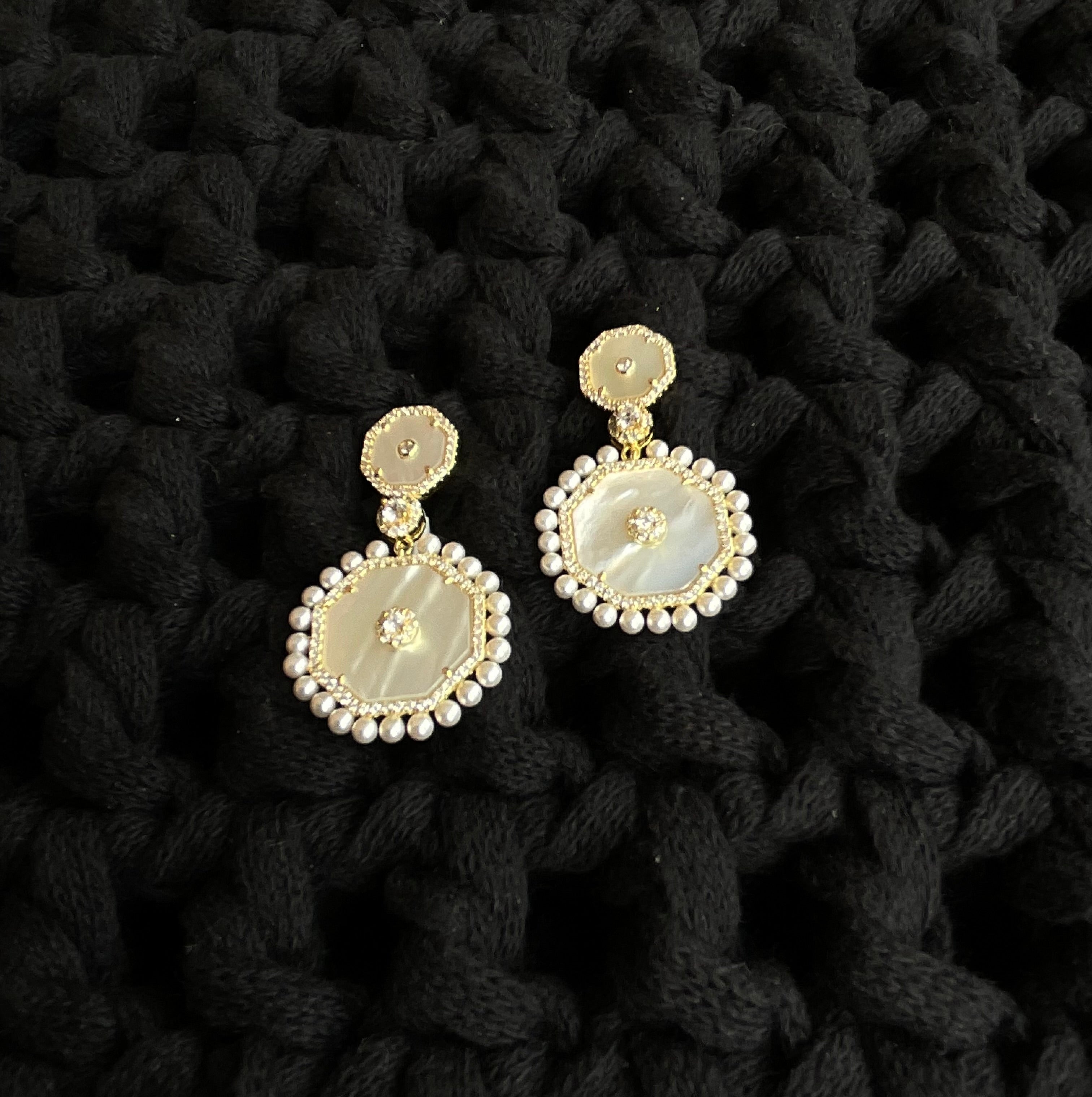 Aretes Plata Dorada Perla 1