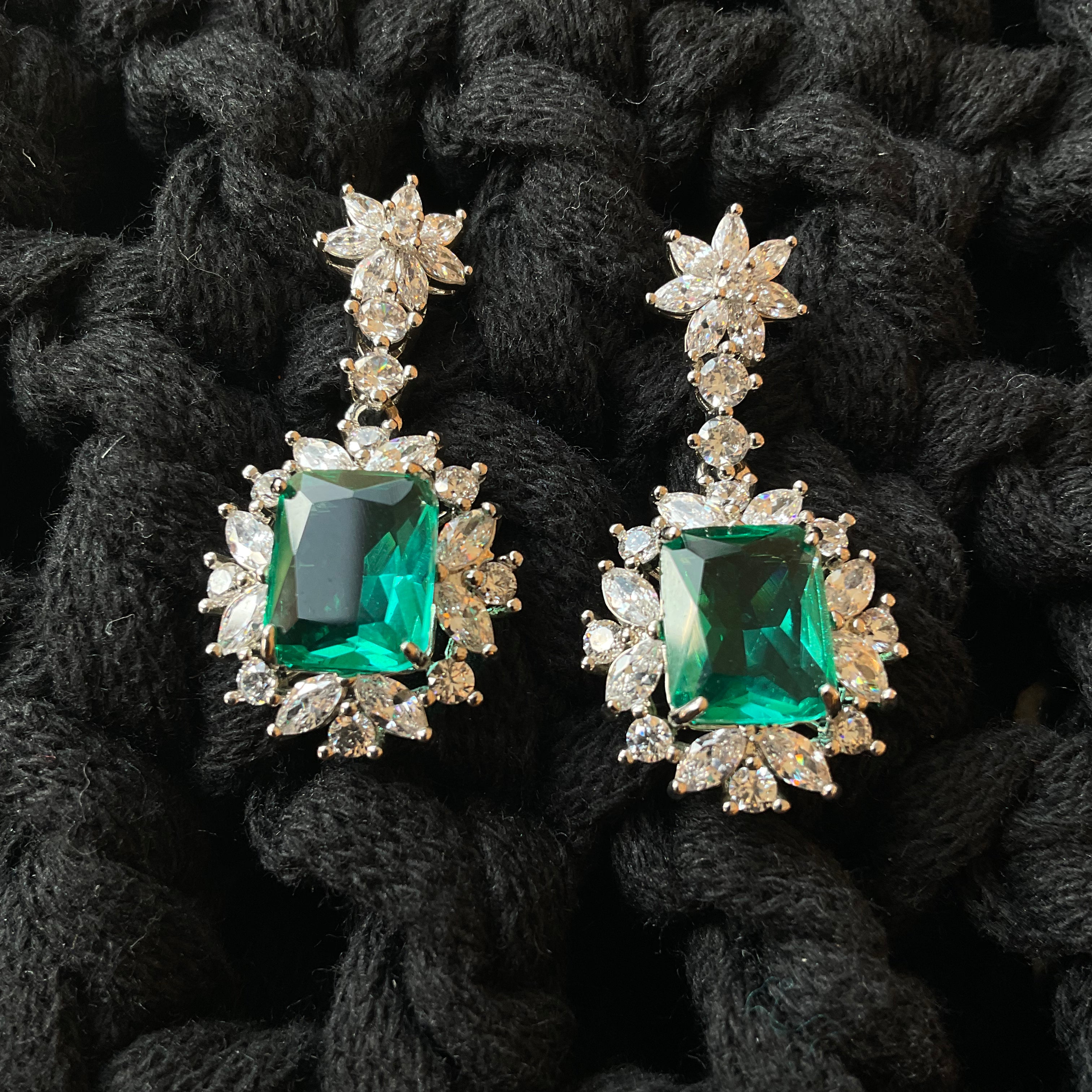 Aretes Rodio Esmeralda 2
