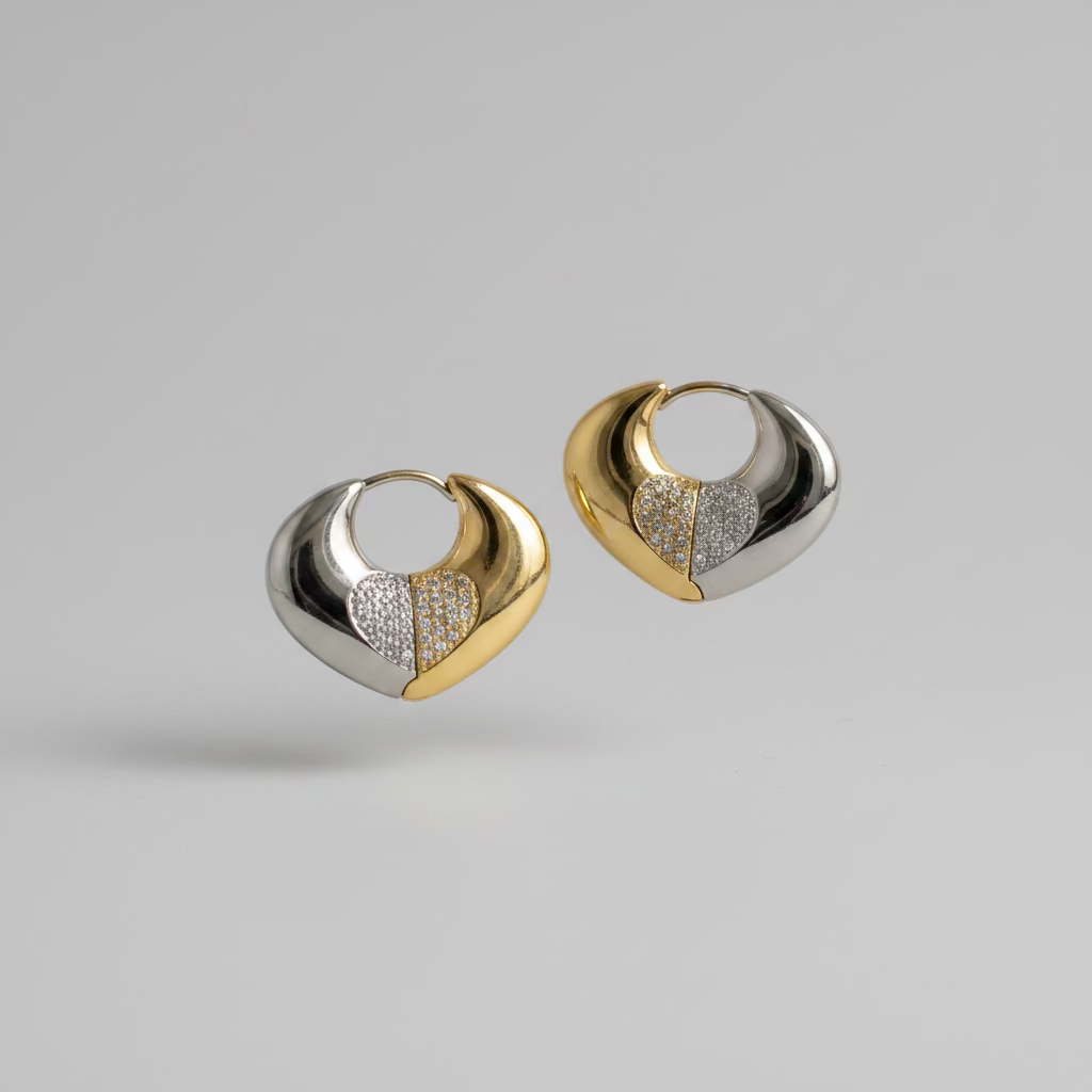 Aretes Chapa Oro Bicolor