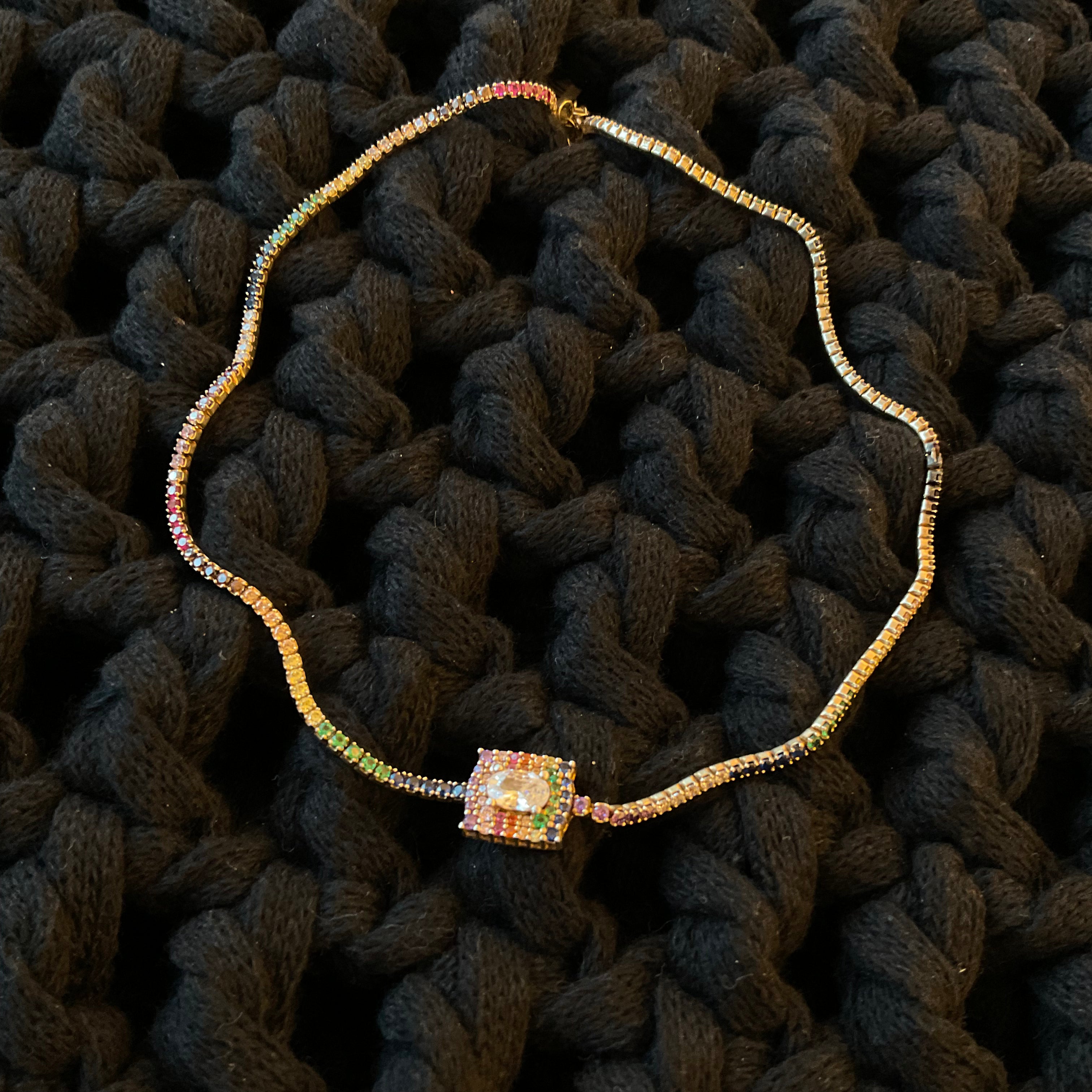 Collar Plata Dorada Multicolor