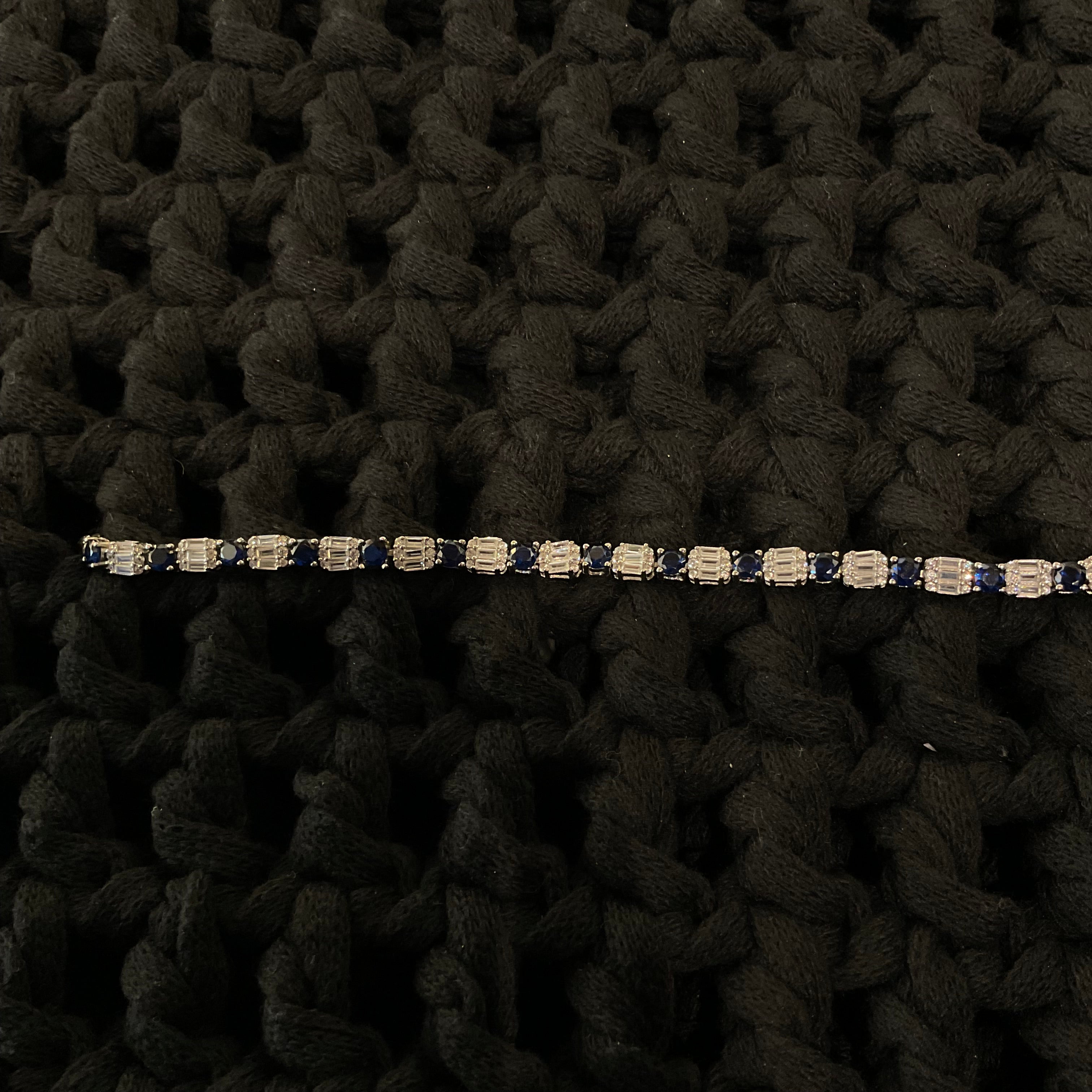 Pulsera de Plata Azul y Blanco