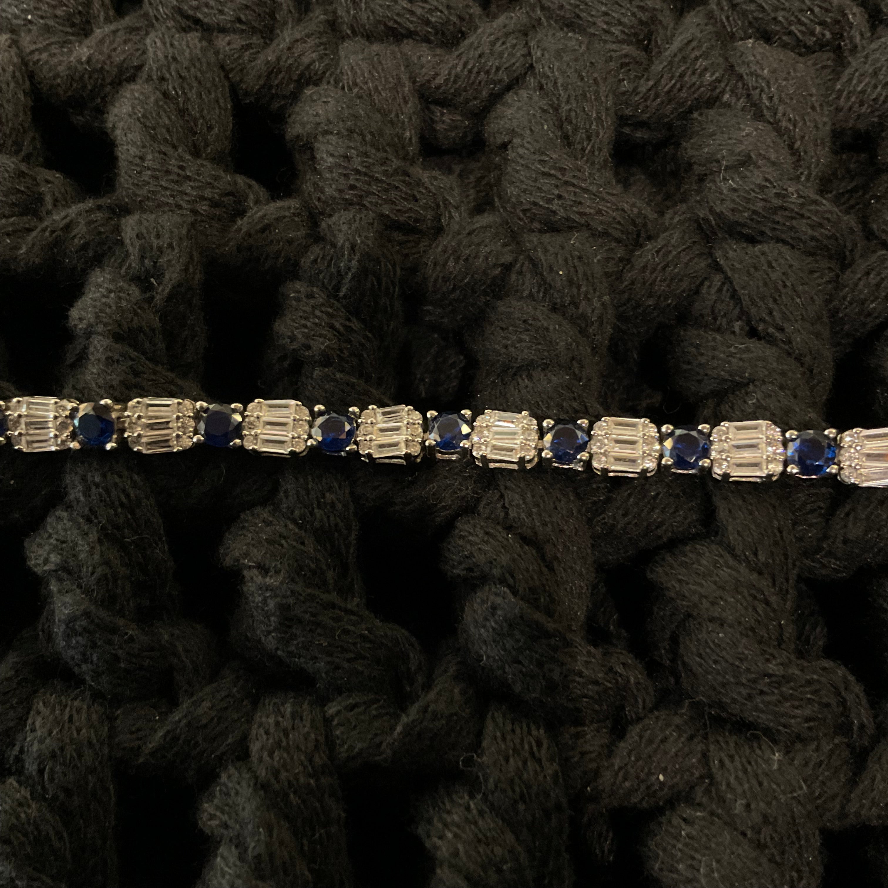 Pulsera de Plata Azul y Blanco