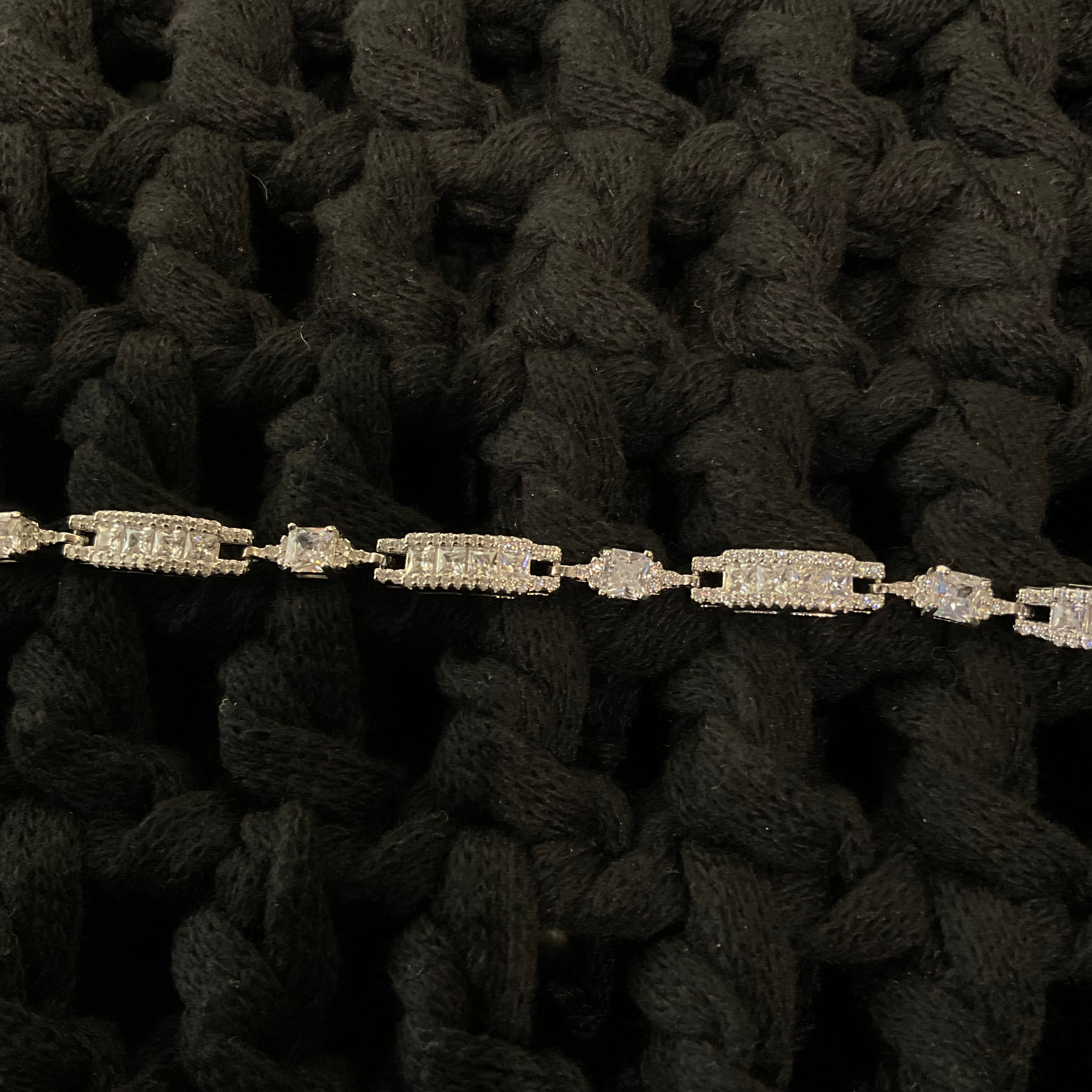 Pulsera Cuadro Brillante de Plata