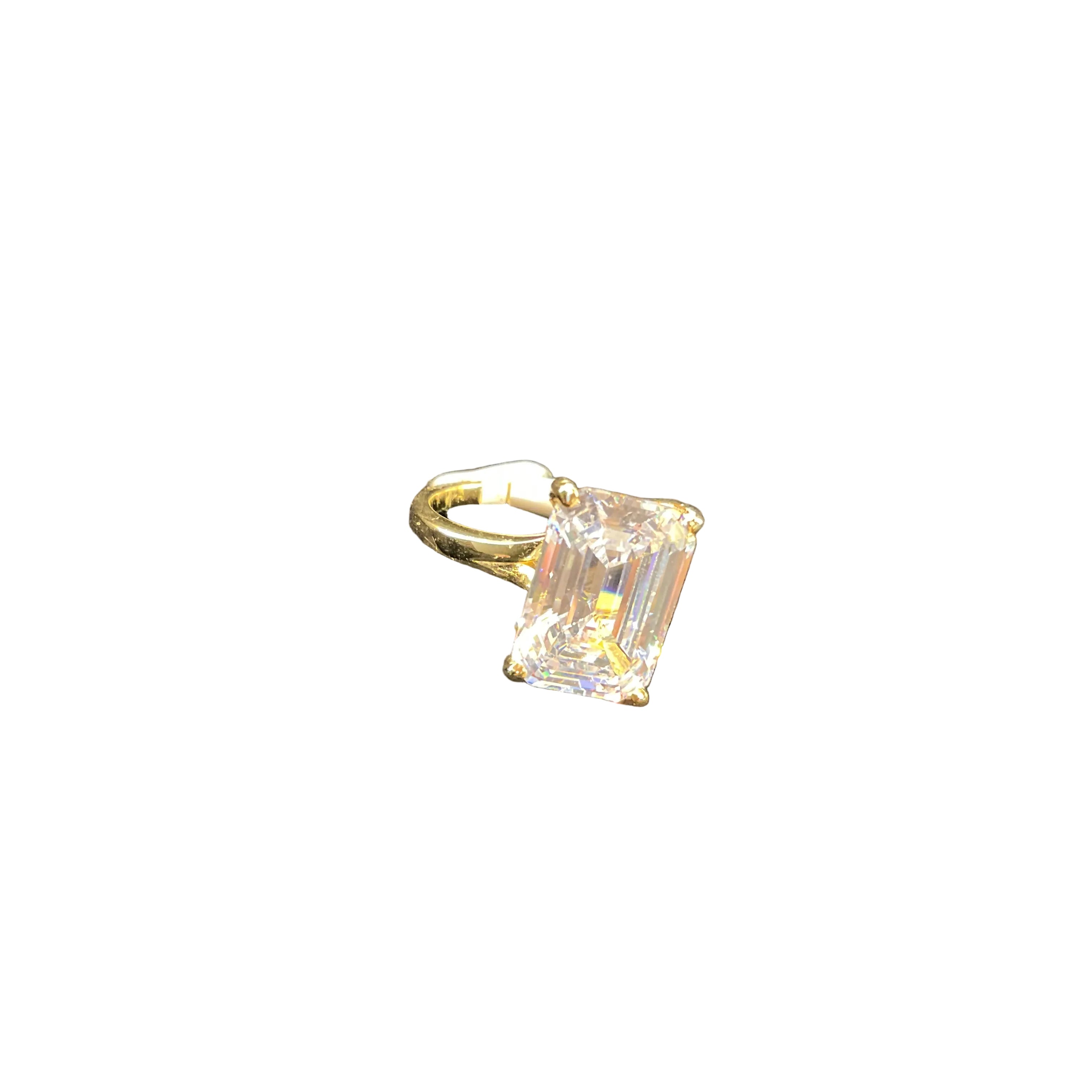 Anillo de Plata con Circonia Esmeralda - Dorado