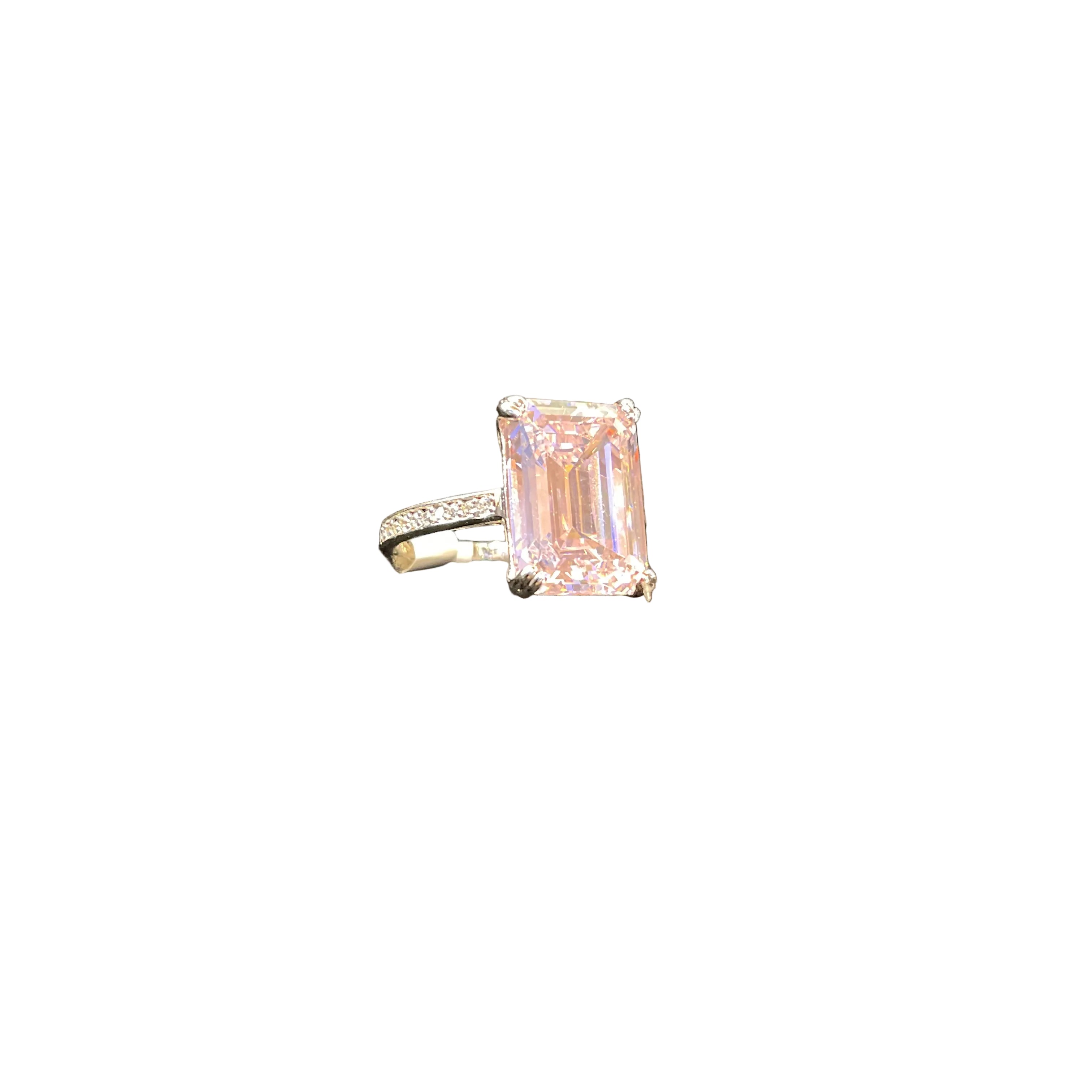Anillo de Plata Solitario con Piedra Rosa