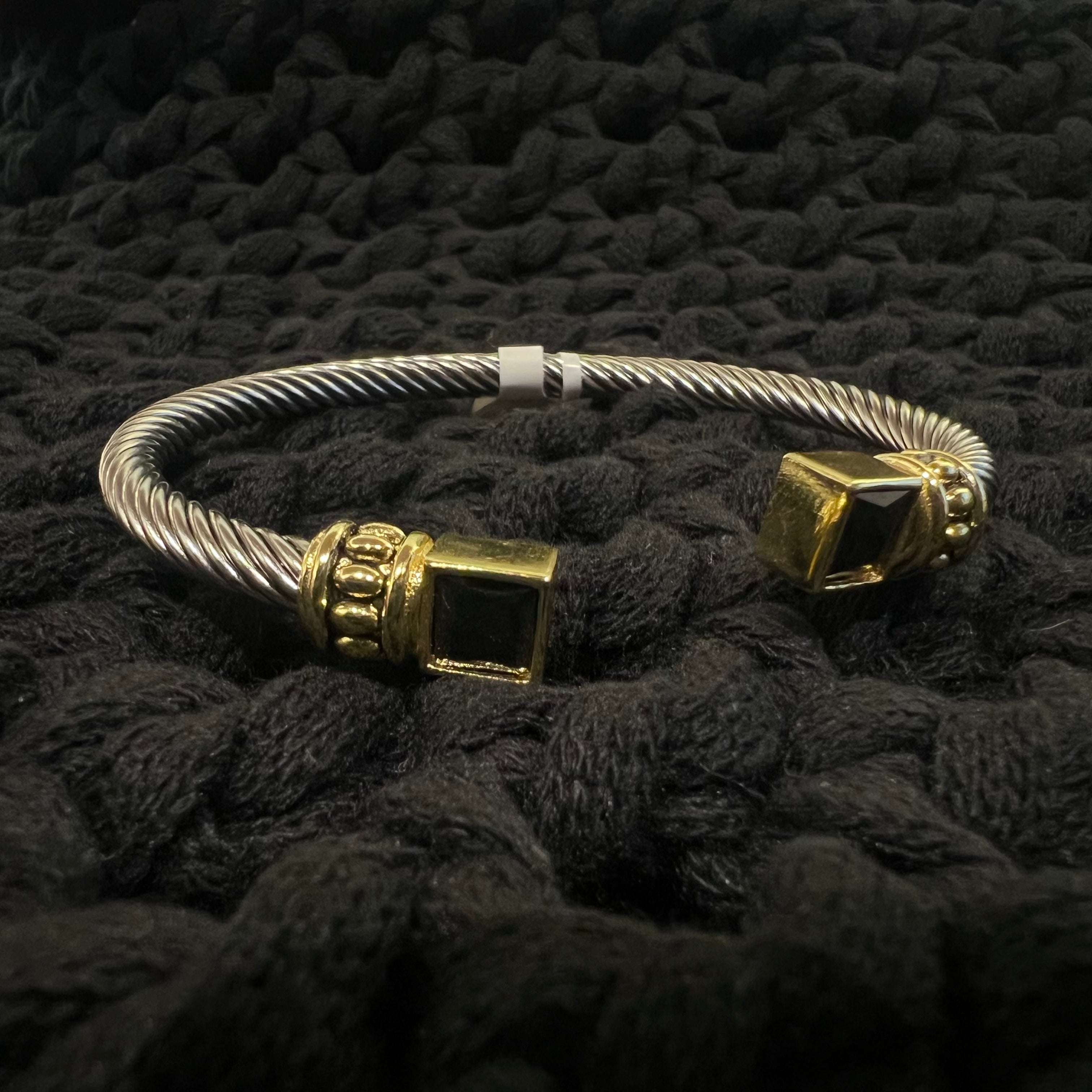 Pulsera Rodio Firme Plateado con Terminación Dorado