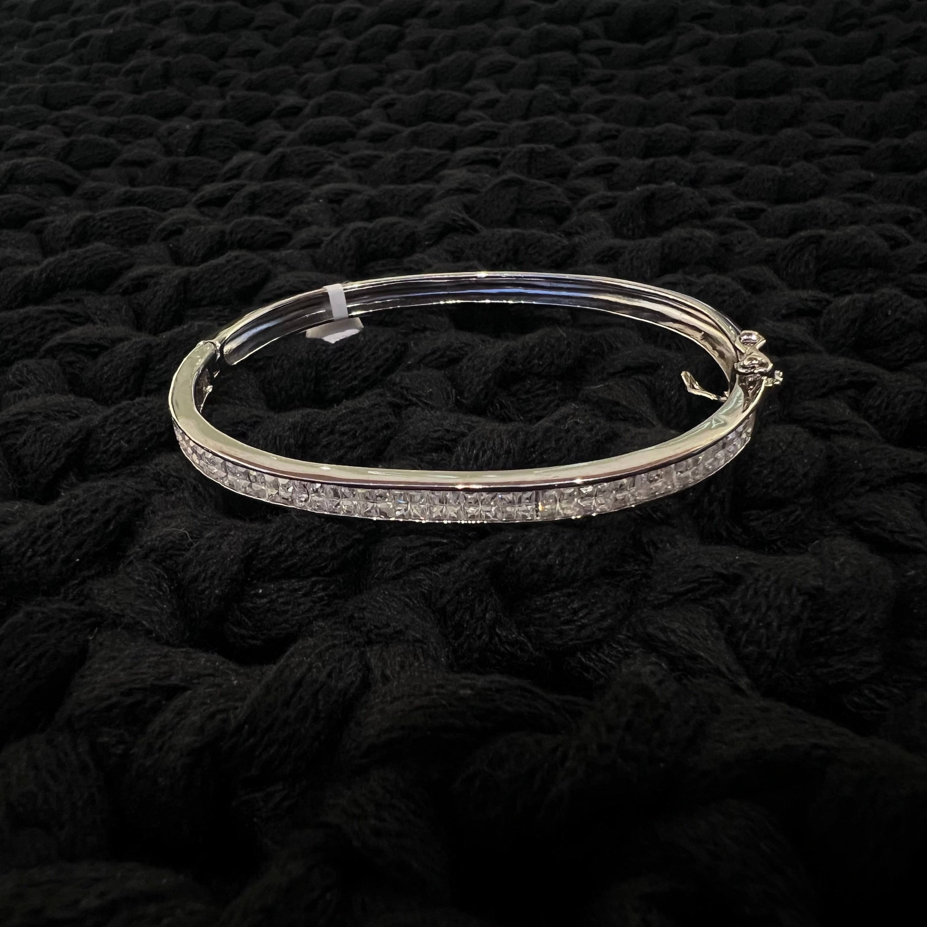 Bangle Plata Plateada Cristalino