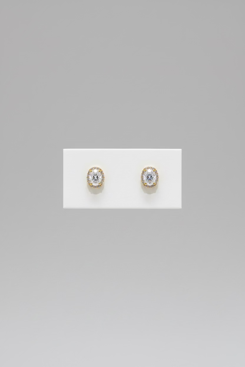 Arete Corte Oval Circonia Blanca 10k