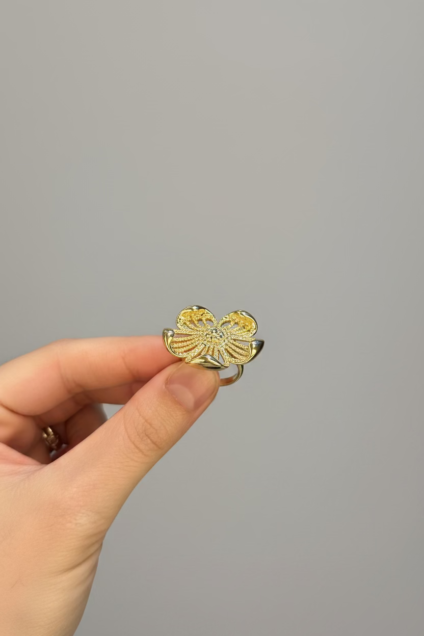 Anillo Flor de Jacarandá Gold Filled