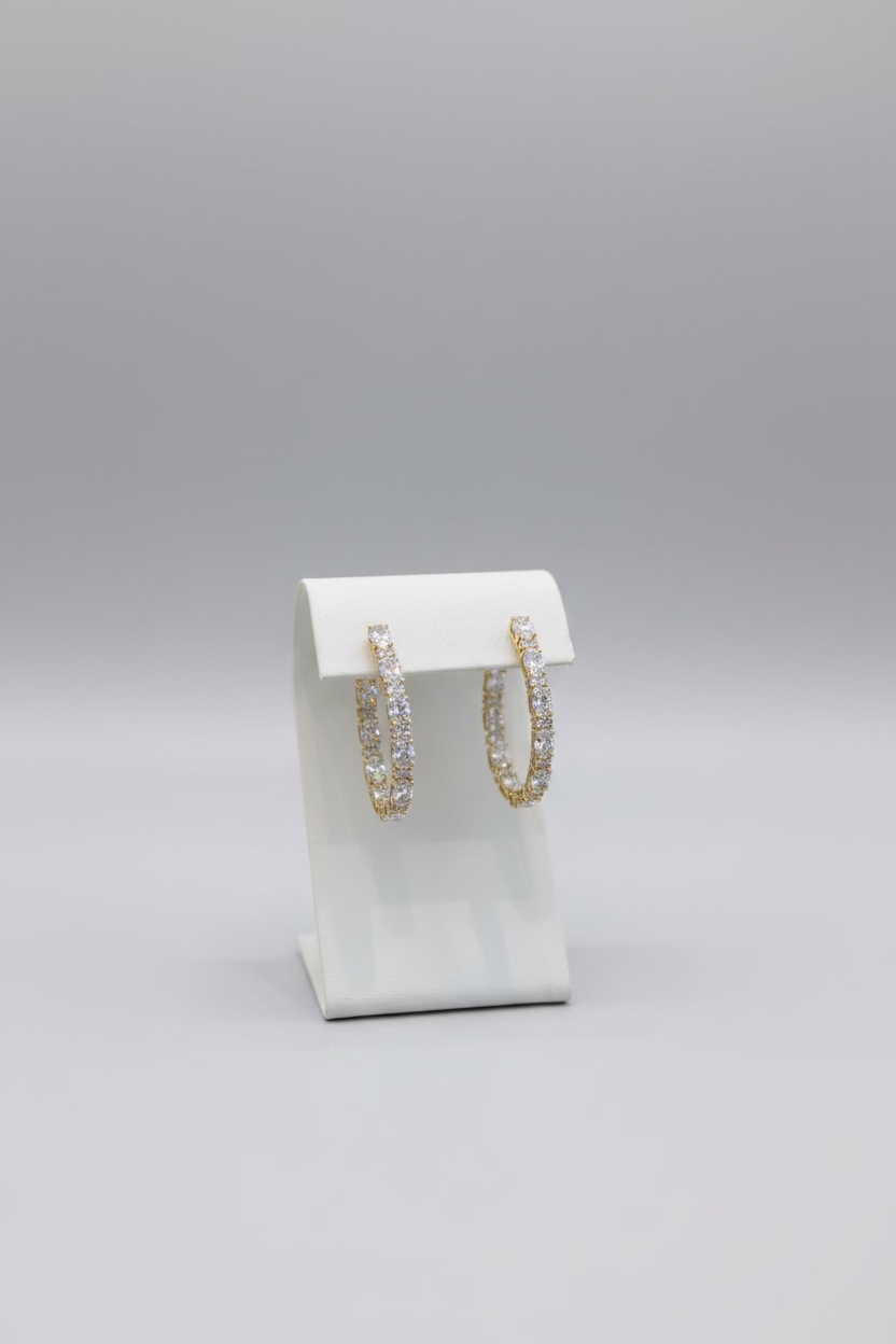 ARETE CRISTAL P925 ARRACADA OVAL CON DORADO