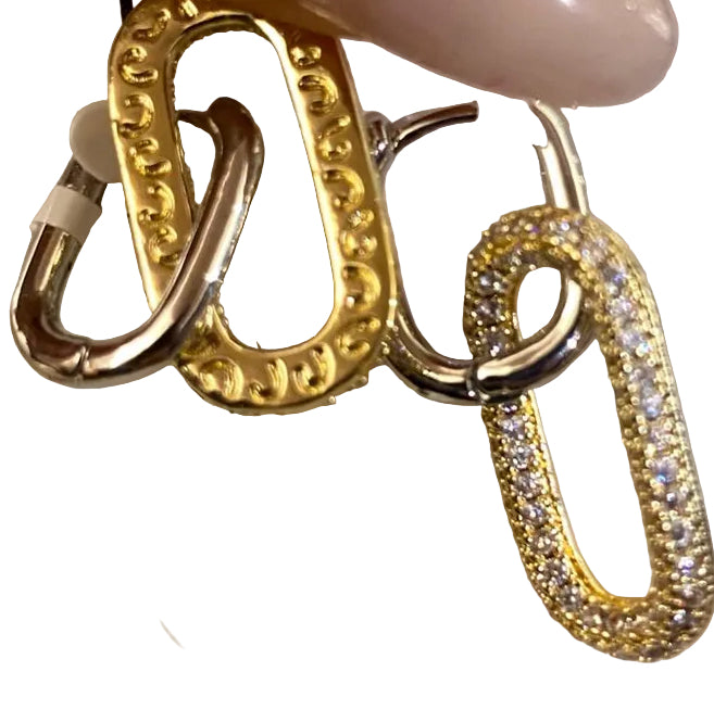 Huggie Eslabón Colgante Plateado-Dorado