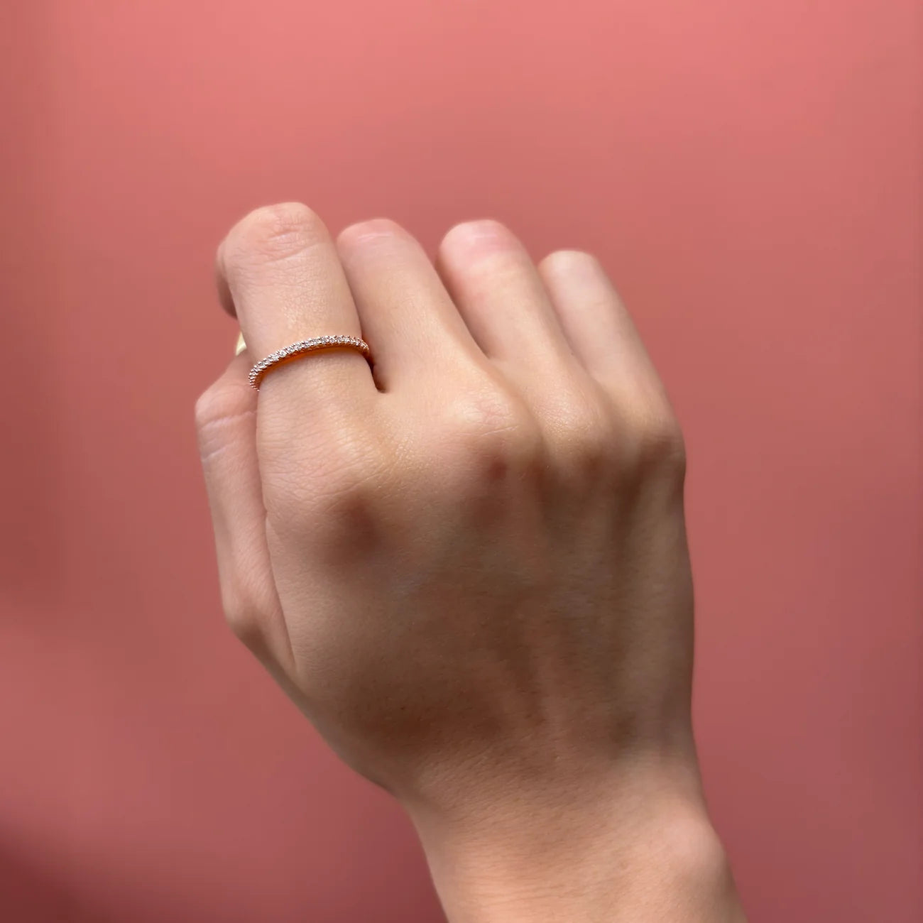 Anillo 3/4 con Zirconia Oro Rosado