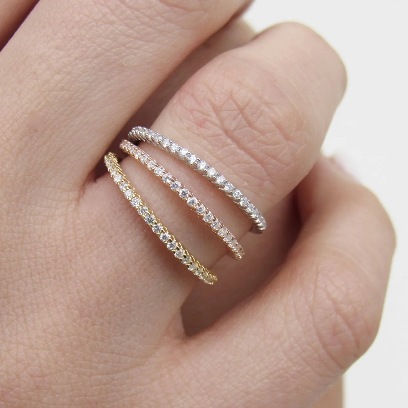 Anillo 3/4 con Zirconia Oro Rosado